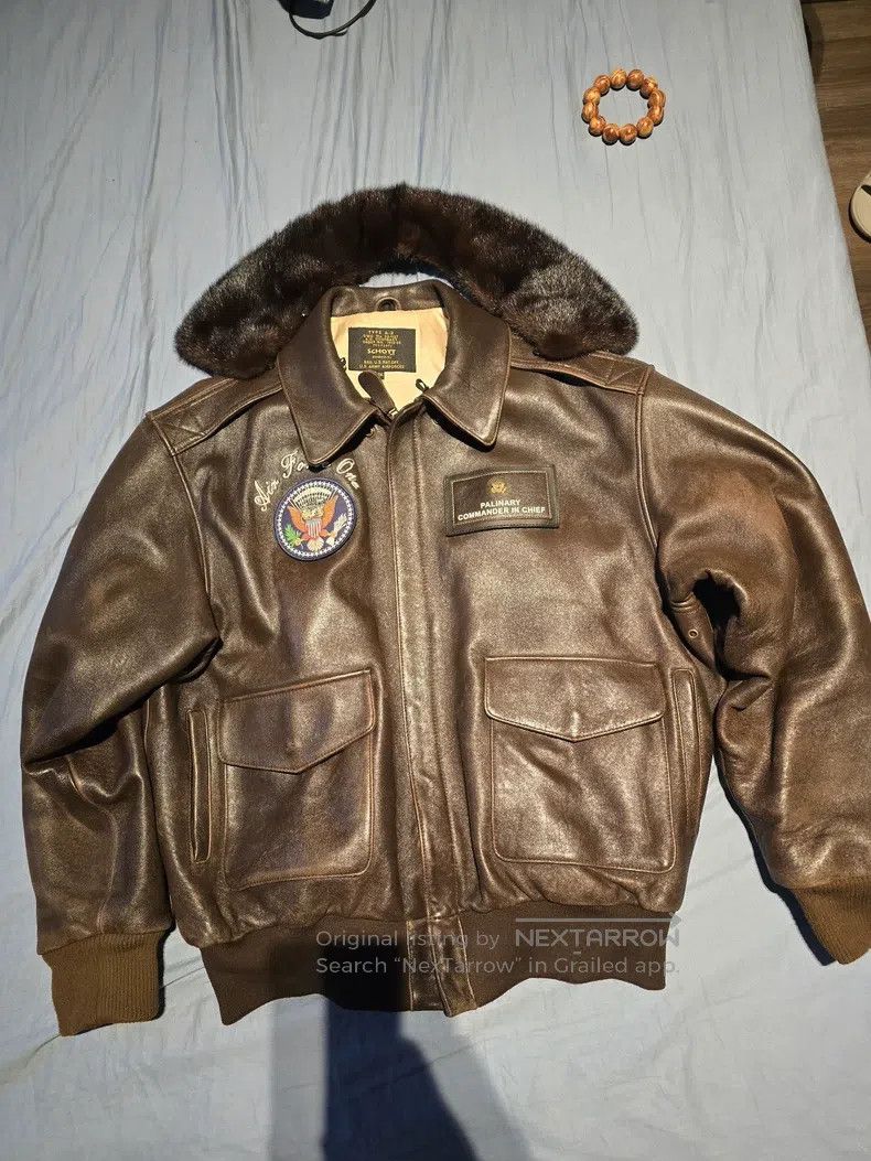 Schott Schott A2 sheepskin out-of-print bomber jacket Size US XL / EU 56 / 4 - 1 Thumbnail