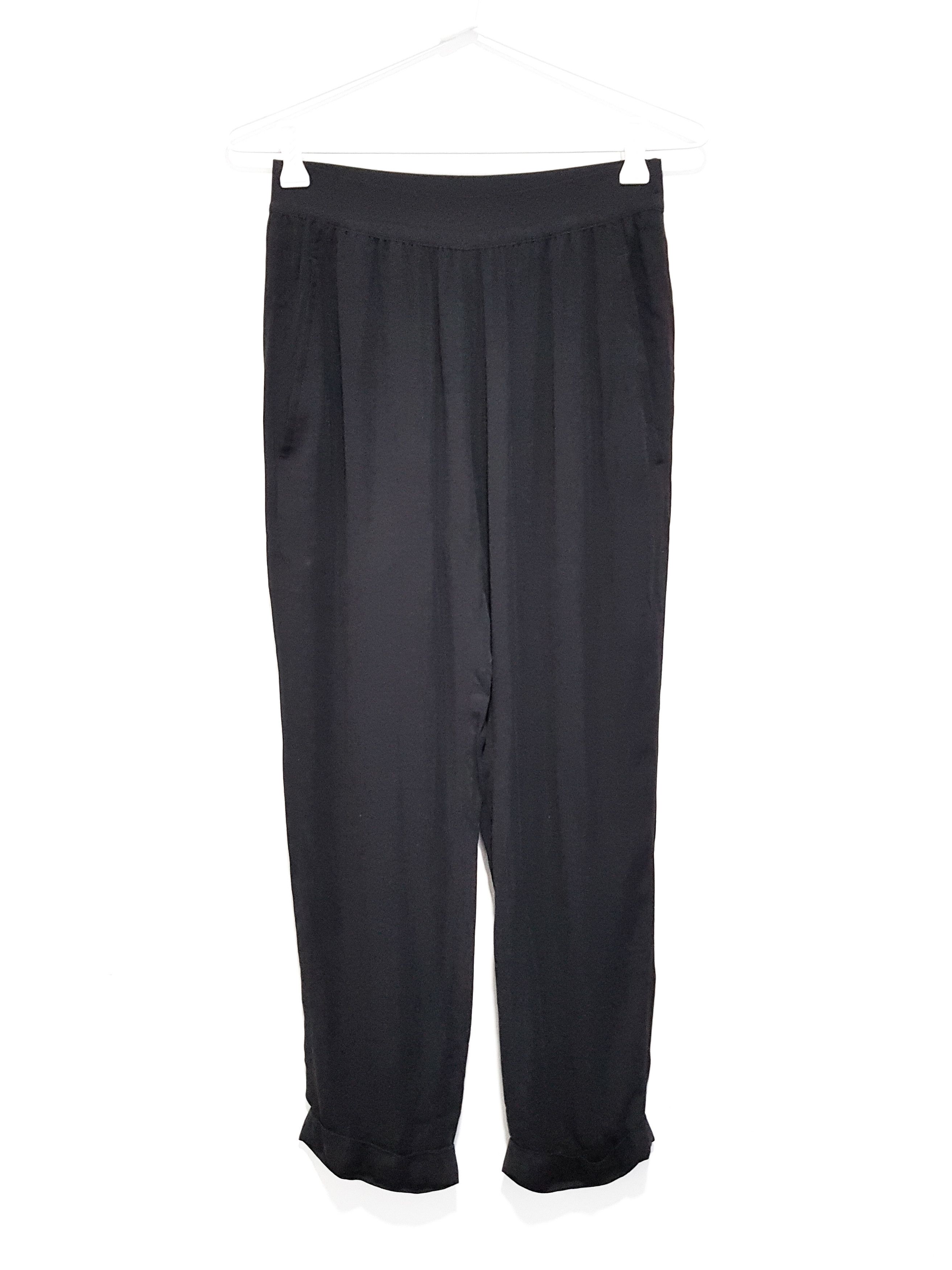 image of Ann Demeulemeester Black Soft Relaxed Pants Elastic Waist Size 34, Women's
