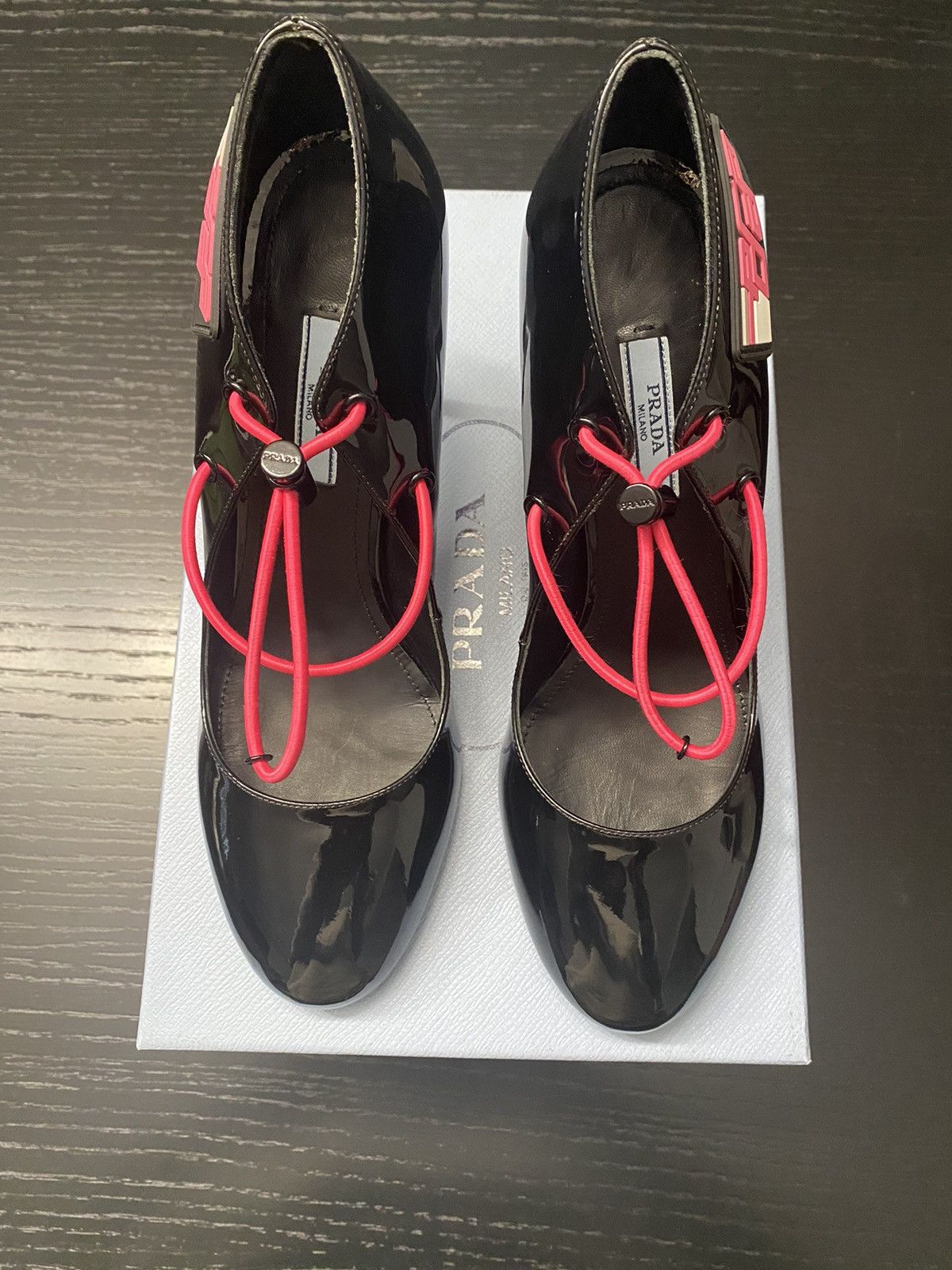 Prada PRADA Patent Leather Rubber Logo D’Orsay High Heel Pumps Size US 9.5 / IT 39.5 - 2 Thumbnail