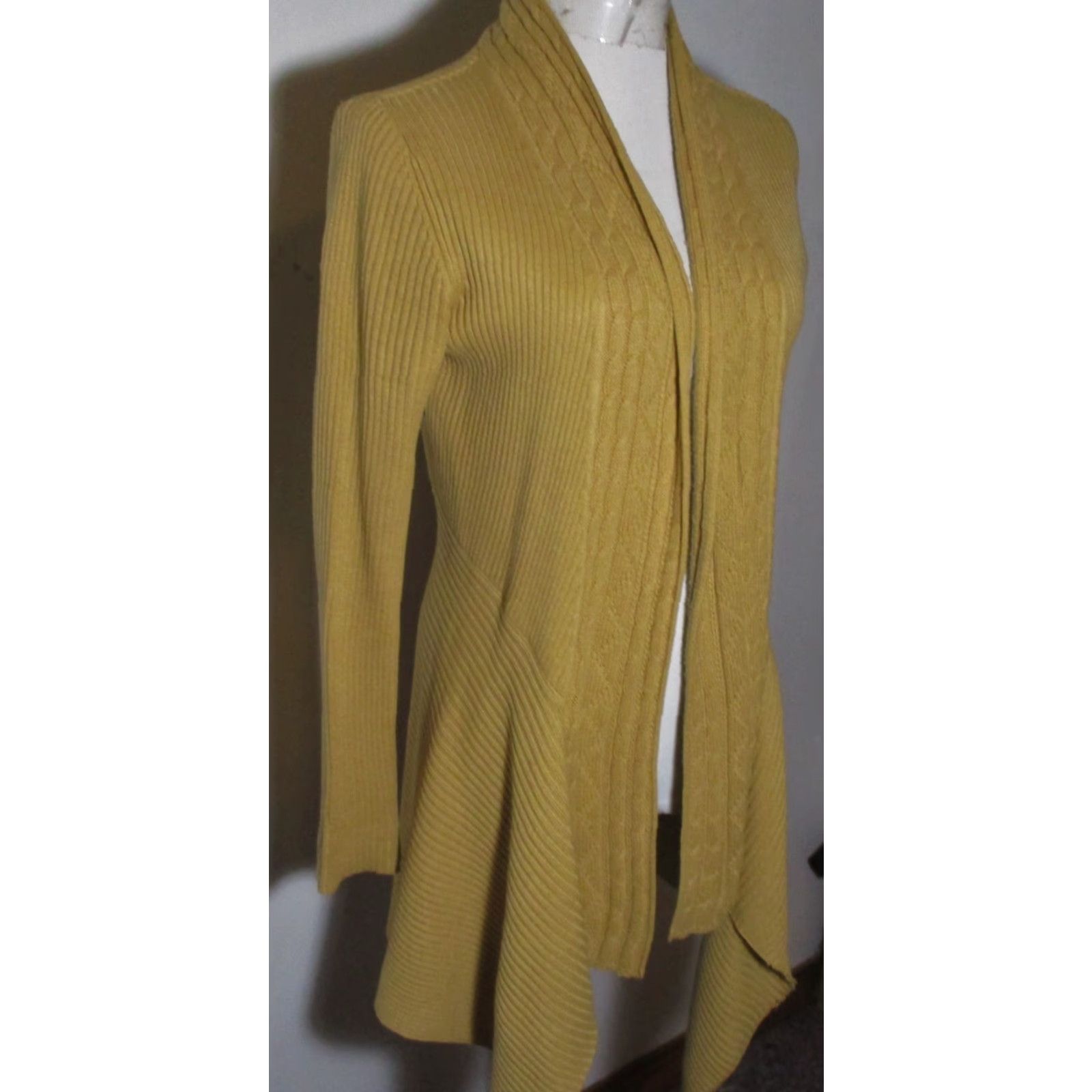 Vintage DRESSBARN Cardigan Tunic Sweater Women's S Tan Cotton Blend All Seasons Long Sleeve Casual Womens Size S / US 4 / IT 40 - 3 Thumbnail