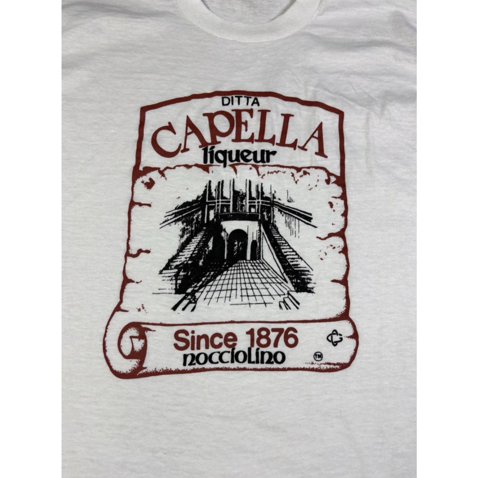 Fruit Of The Loom VINTAGE Ditta Capella Liquer Beer T Shirt Single Stitch size M Shirt Mens White Cotton Graphic Print Short Sleeve Crew Neck 80s Beer 80s Size US M / EU 48-50 / 2 - 3 Thumbnail