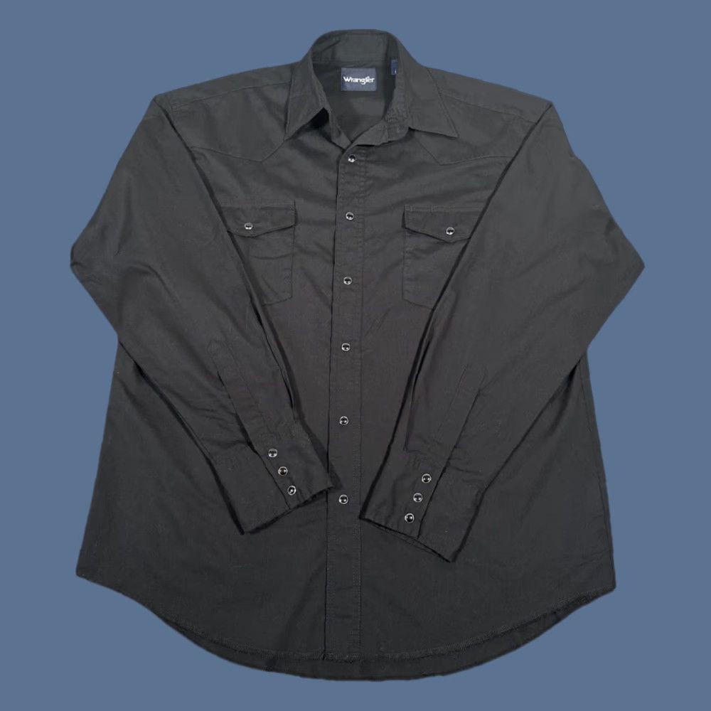 Wrangler Wrangler Shirt Western Black Mens Large Snap Front Long Sleeve 71105BK Size US L / EU 52-54 / 3 - 1 Thumbnail
