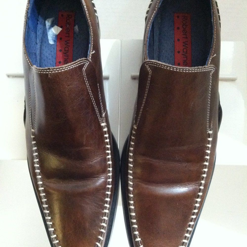 Robert Wayne ROBERT WAYNE MENS LEATHER SLIP-ON DRESS SHOES SIZE: 8.5D Size US 8.5 / EU 41-42 - 2 Thumbnail