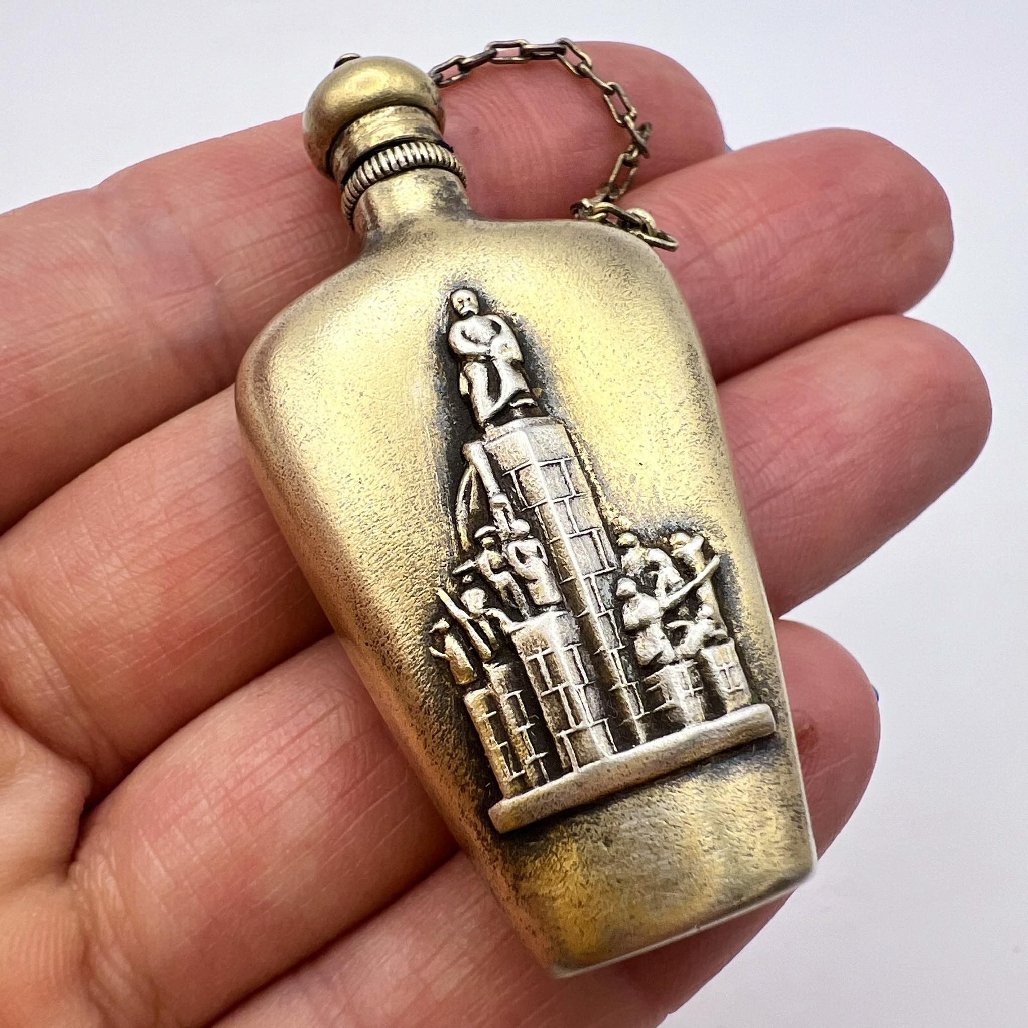 Vintage Gilt Sterling Silver 875 bottle Flask Perfume Oil