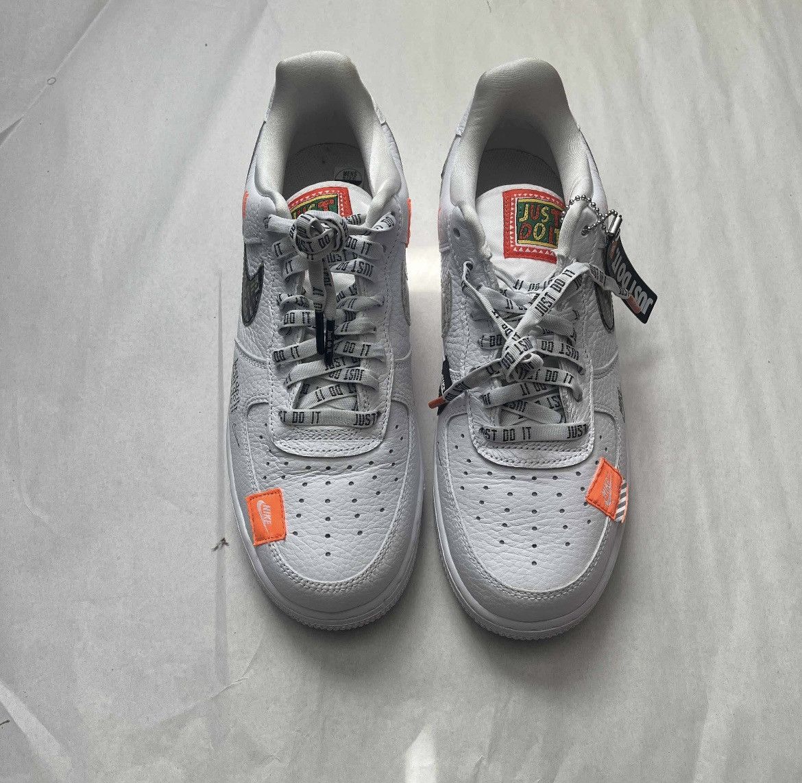 image of Nike Air Force 1 Low ‘07 Prm ‘Just Do It’ Shoes in White/Black, Men's (Size 8)