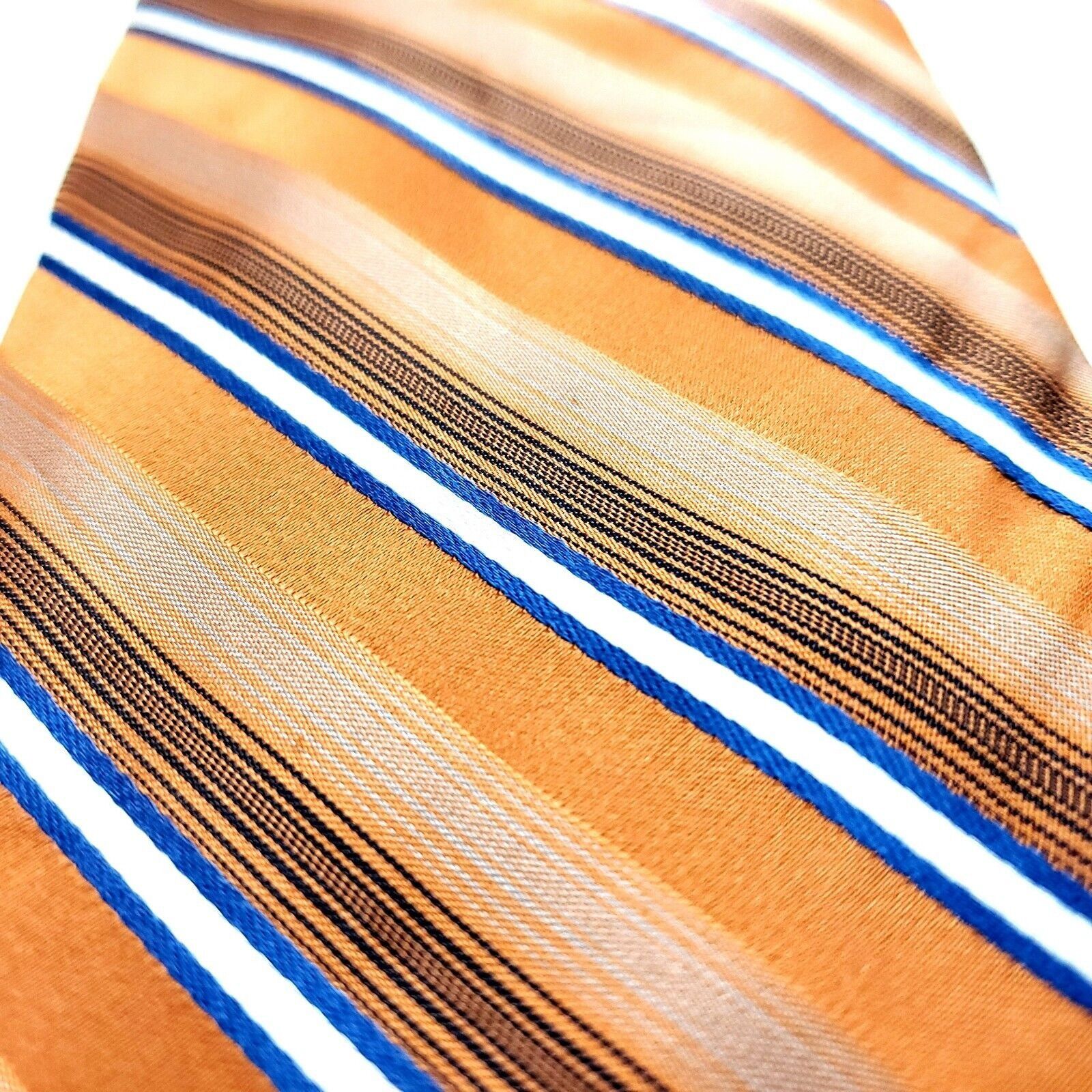 Pierre Cardin Pierre Cardin Silk Tie Woven Orange Striped Wide Size ONE SIZE - 2 Thumbnail