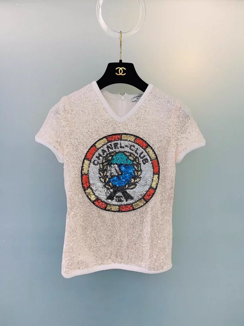 Chanel Chanel 2023 Early Spring Series Sequin Short-sleeved T-shi Size XXS / US 00 / IT 34 - 1 Thumbnail