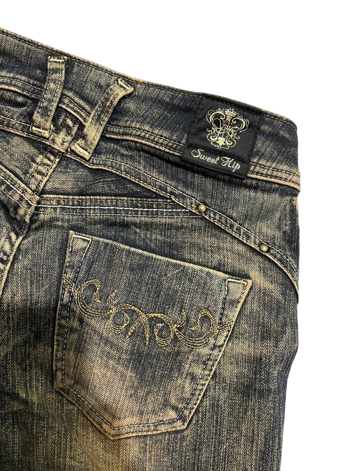 If Six Was Nine × Japanese Brand × Le Grande Bleu (L.G.B.) Sweet hip flared mudwash Denim pants Size US 27 - 7 Thumbnail