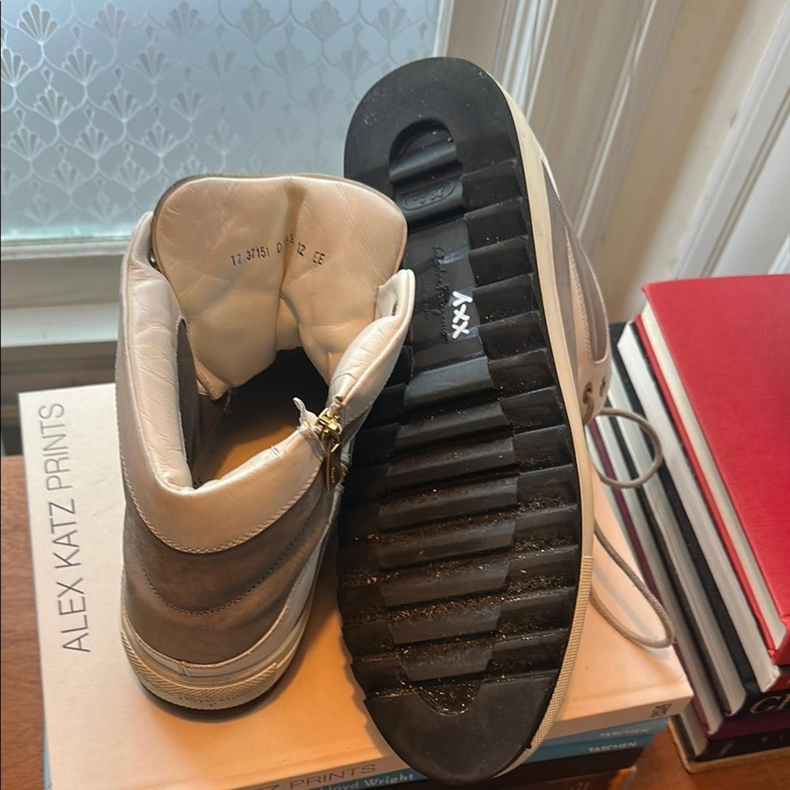 Salvatore Ferragamo Salvatore Ferragamo Men's Grey High-Top Sneaker Boots Size US 12 / EU 45 - 9 Thumbnail