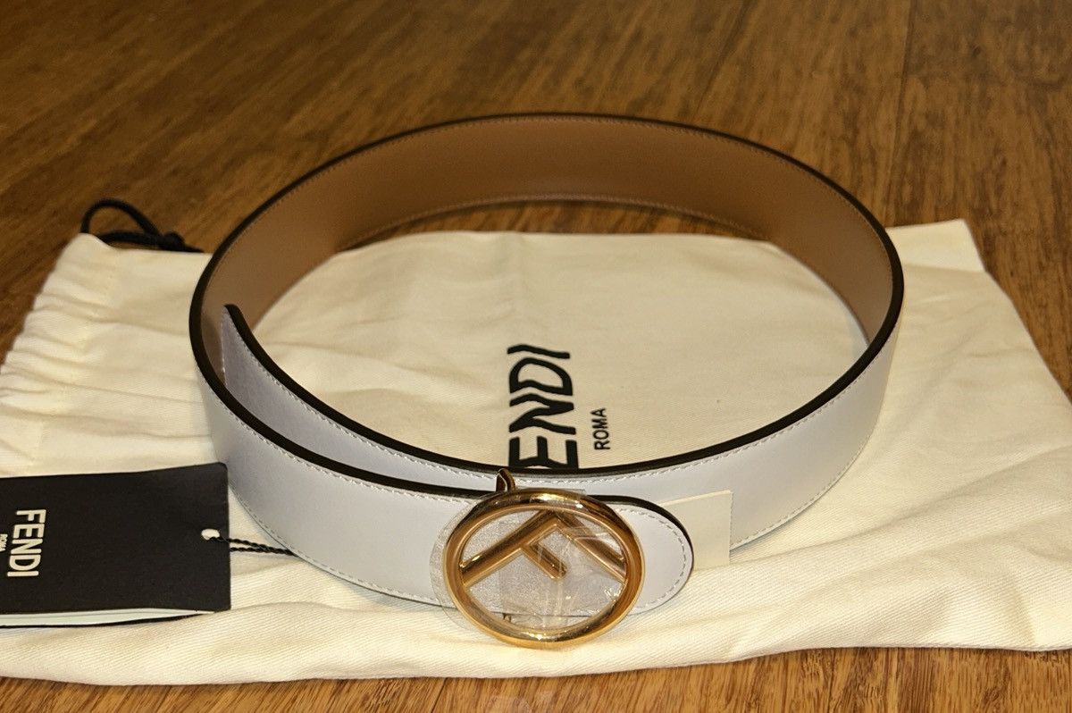 Fendi Fendi F Is Fendi Brown White Calf Leather Double Side Belt Size ONE SIZE - 4 Thumbnail