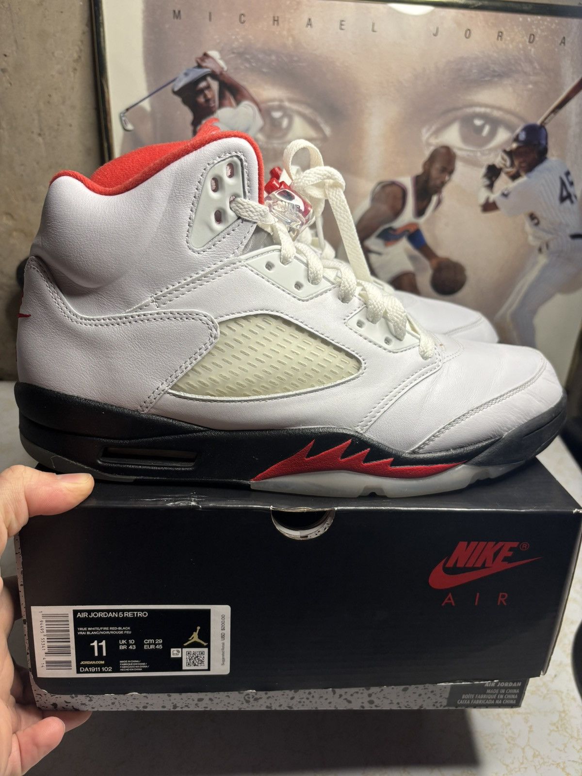 Jordan Brand Air Jordan 5 Retro Fire Red Size US 11 / EU 44 - 1 Thumbnail