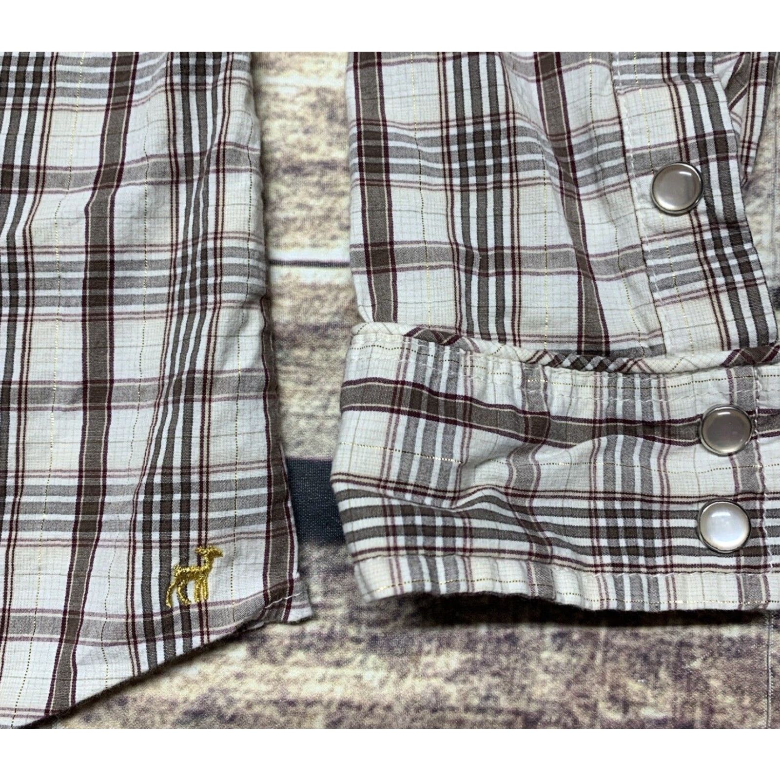 Old Navy Old Navy Pearl Snap Shirt Pearl Snap Western Style Size Medium 2 Front Pockets Brown White Burgandy Men Size US M / EU 48-50 / 2 - 7 Thumbnail