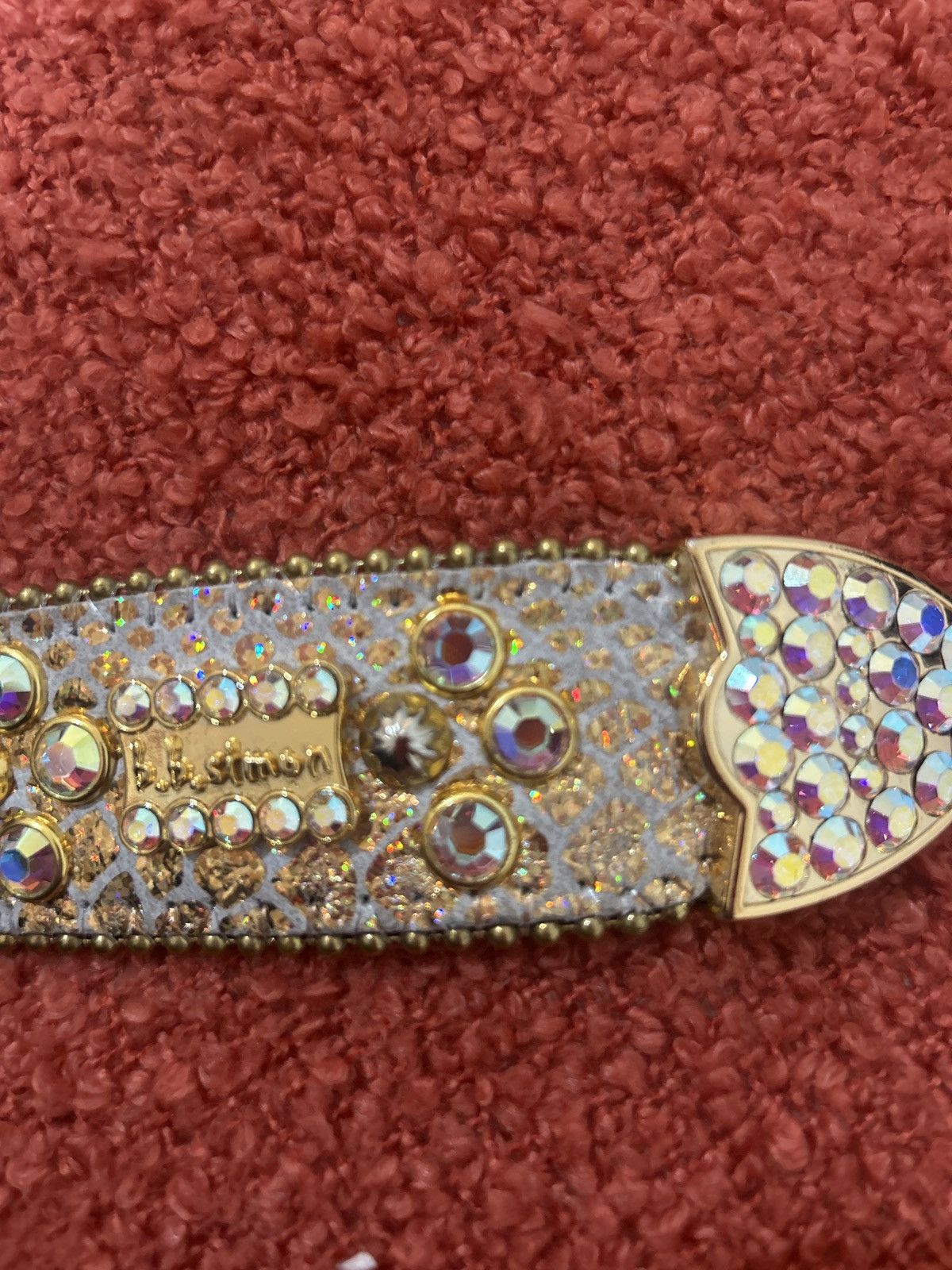 B.B. Simon × Swarovski BB Simons Lavasan AB Gold Belt Size 34 - 3 Thumbnail