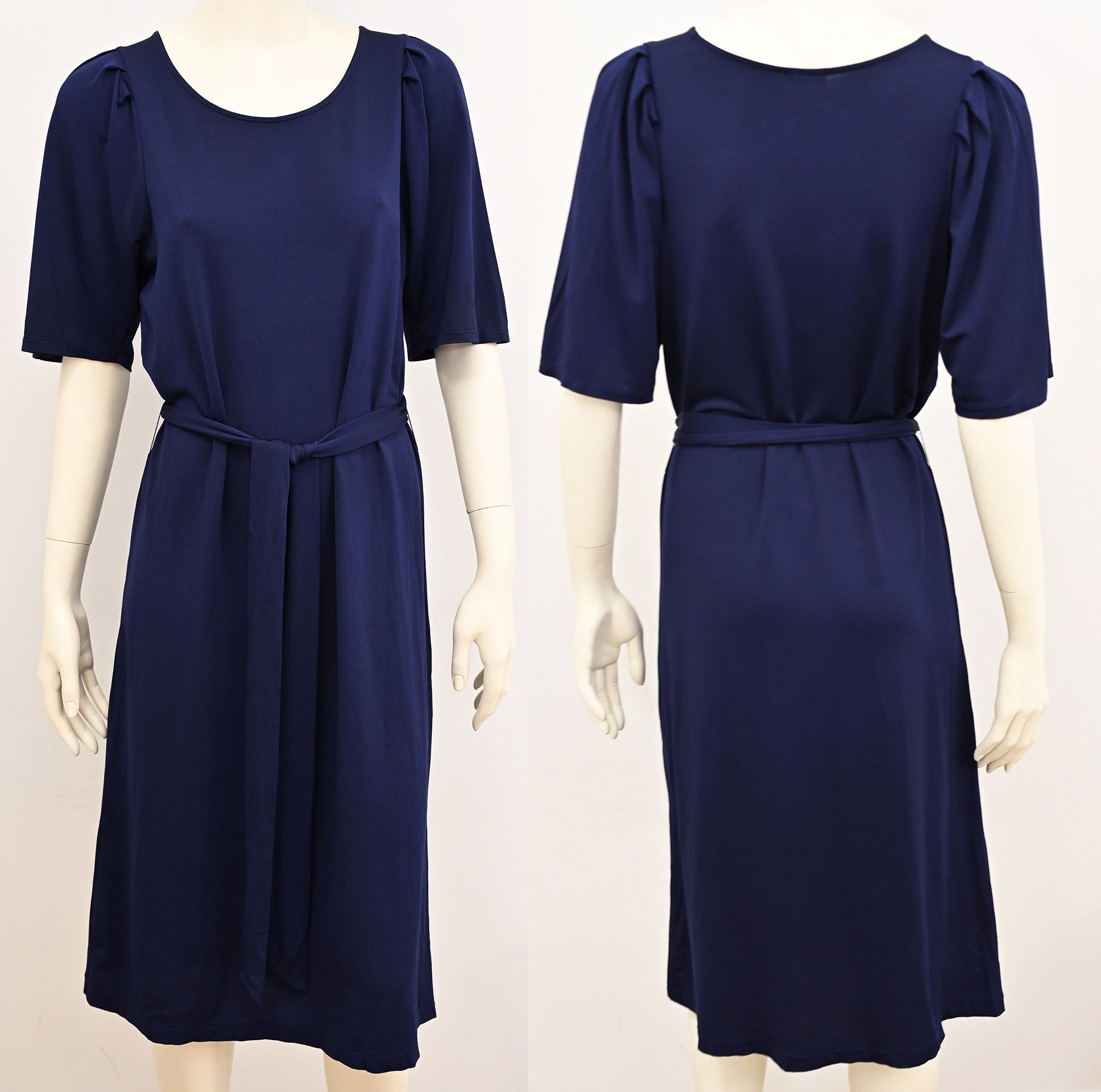 Filippa K Filippa K flared tie at waist midi dress in navy blue Size S / US 4 / IT 40 - 6 Thumbnail