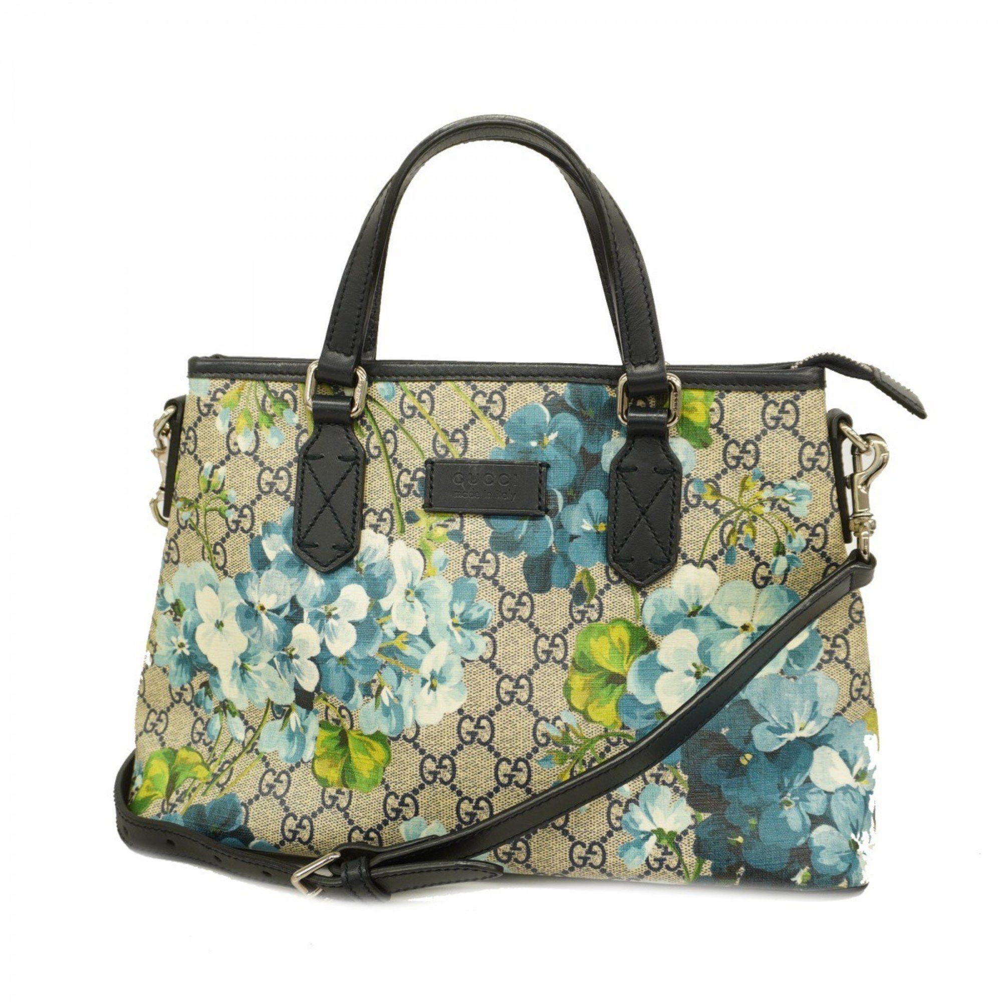 Gucci Tote Bag GG Blooms 429019 Beige Blue Women's
