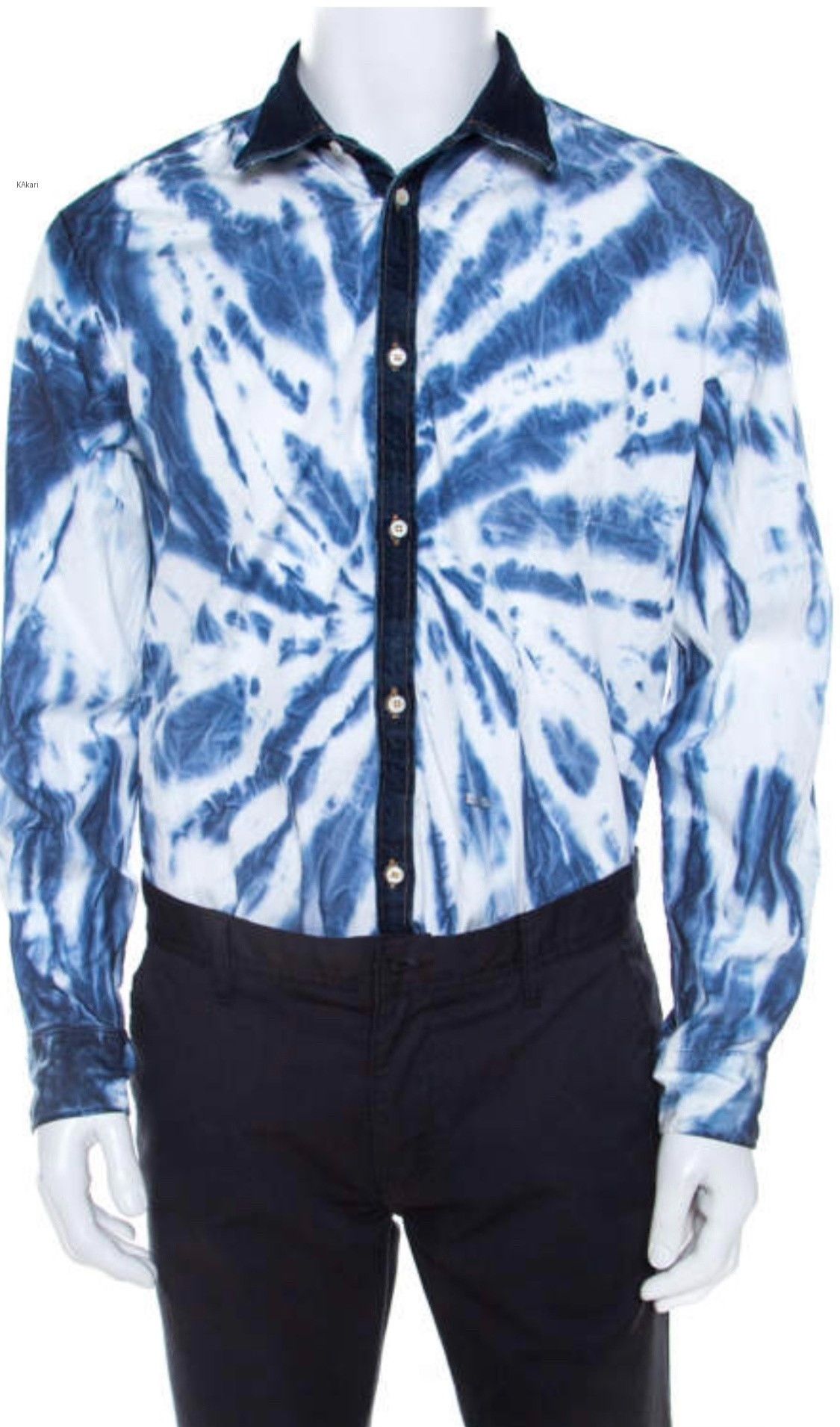 Dsquared2 Dsquared2 Blue Tie-Dye Shirt Size US S / EU 44-46 / 1 - 1 Thumbnail