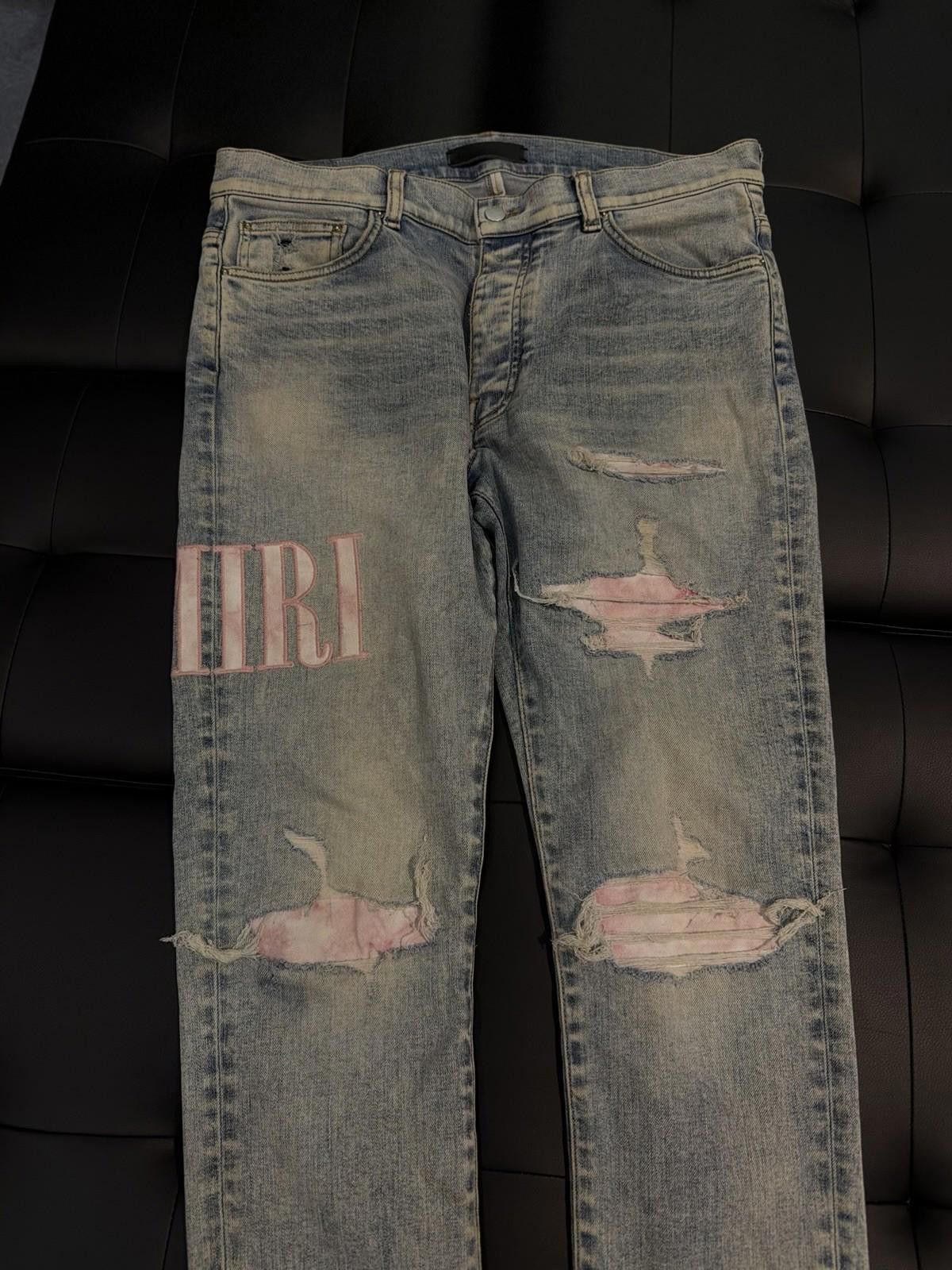 Amiri Size 34 - Amiri Blue Pink Leg Logo Jeans Small Stain Size US 34 / EU 50 - 4 Thumbnail