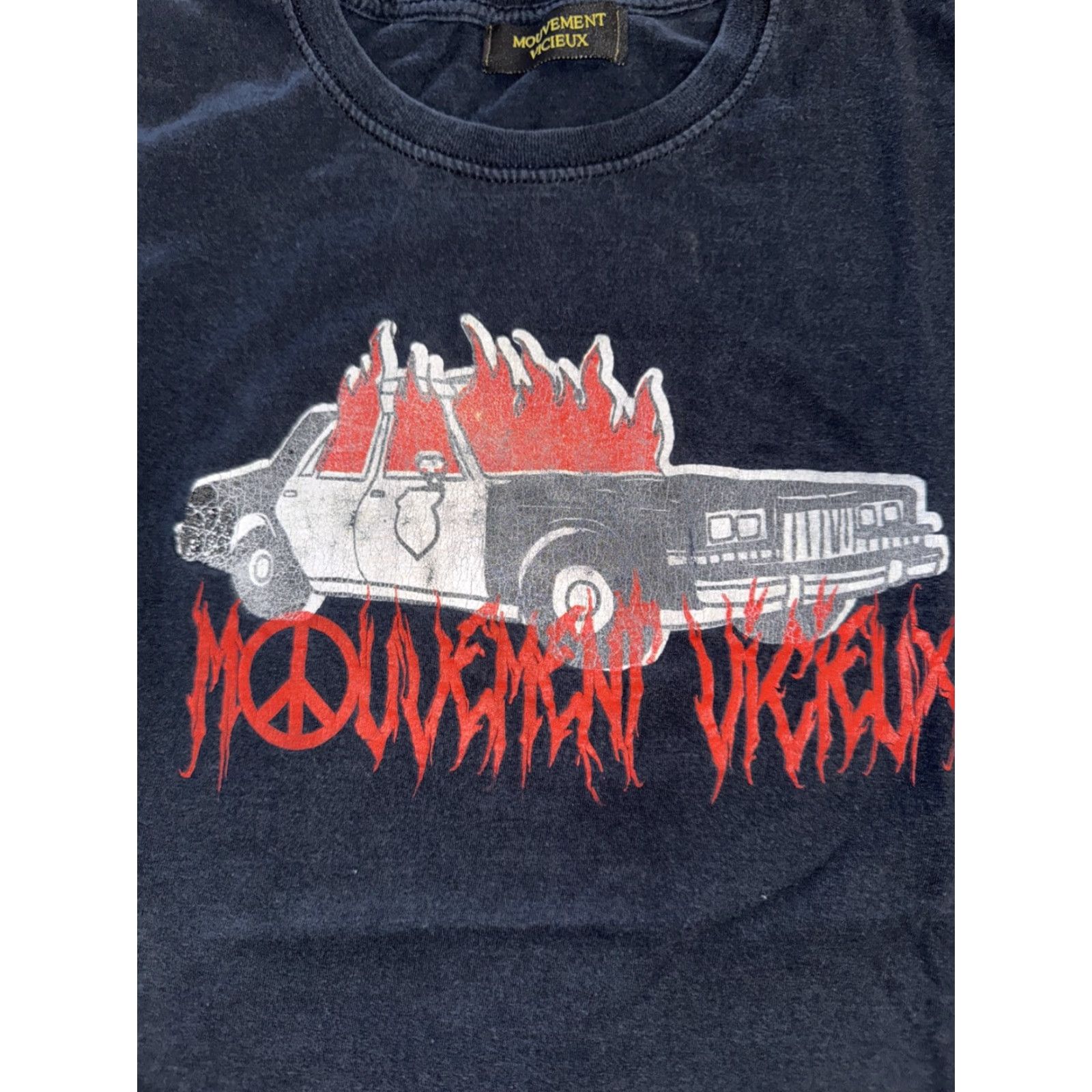 Vintage Movement Vicieux Cop Car Graphic T-Shirt Black L Mens Shirt Streetwear 21x27 Size US L / EU 52-54 / 3 - 2 Thumbnail
