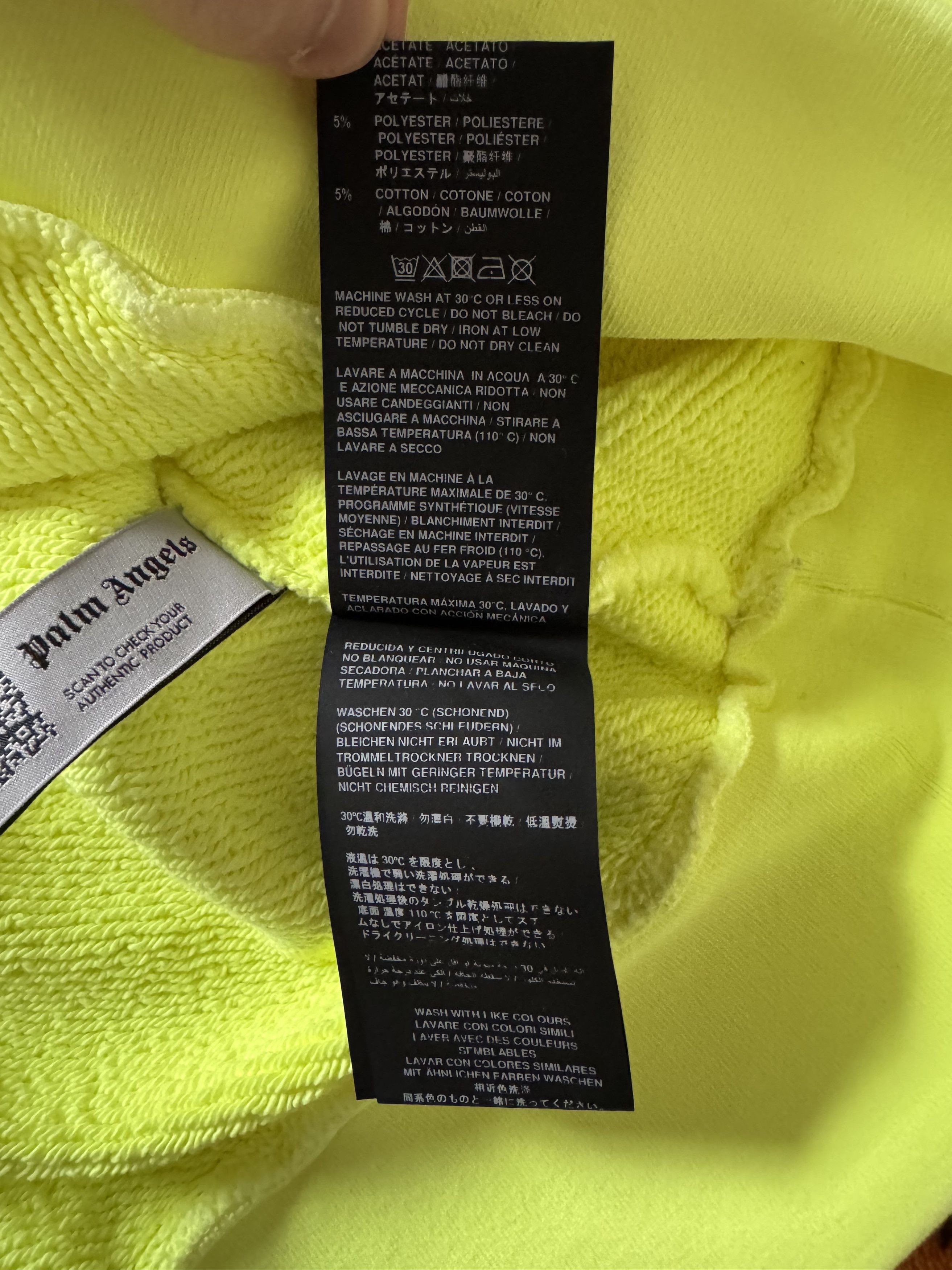 Palm Angels Bear Hoodie Sprayed Yellow Fluo
