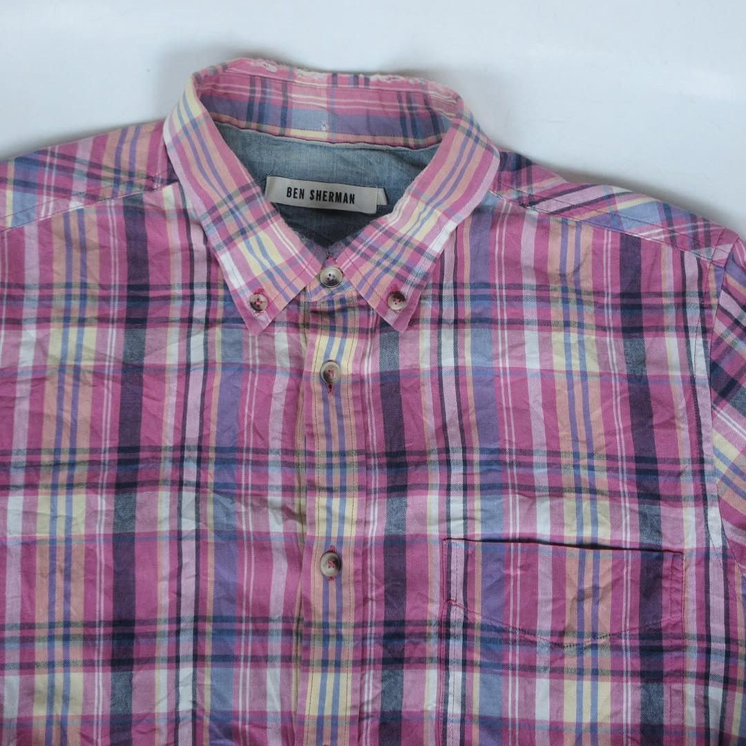 Ben Sherman × Other UK × Vintage Ben Sherman Sweet Velvet Pink Candies Tartan windows pane sh Size US M / EU 48-50 / 2 - 2 Thumbnail