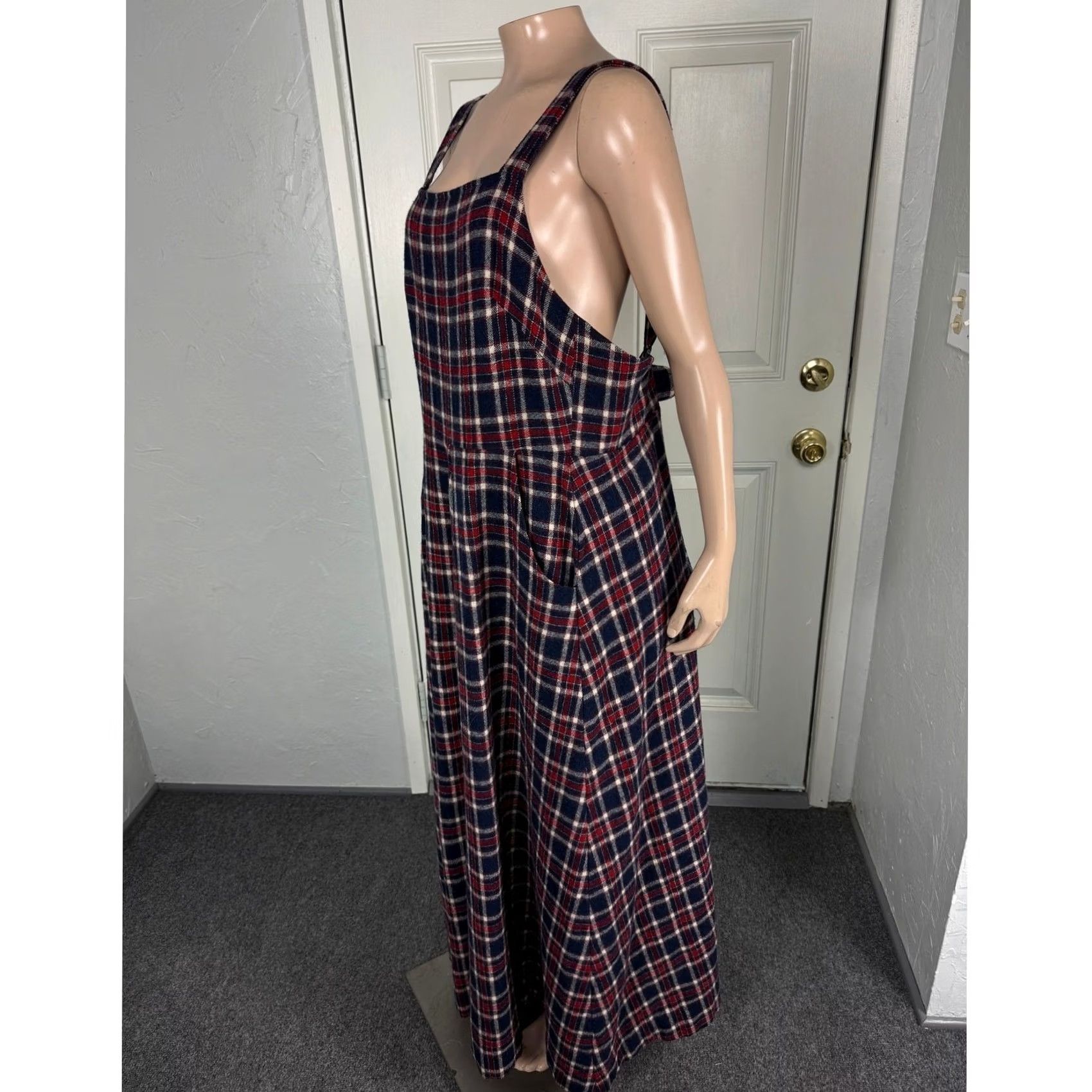 Vintage VINTAGE Lanz Originals Dress Wool Plaid Maxi Pockets Red 60s 70s Winter Ladies L Sleeveless Knit Square Neck Size L / US 10 / IT 46 - 3 Thumbnail