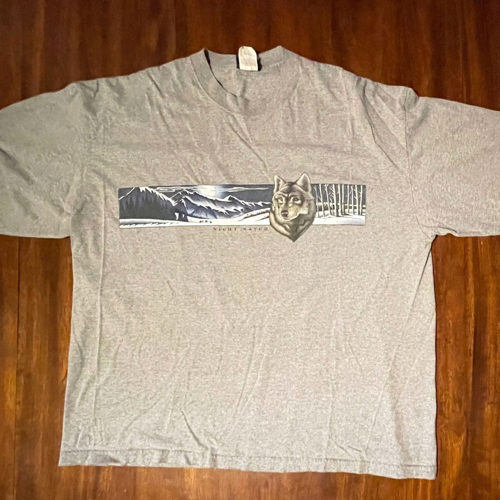 Vintage VINTAGE Ozark Trail Mens XL Gray Long Sleeve Wolf Mountain Graphic USA T Shirt Size US XL / EU 56 / 4 - 4 Thumbnail