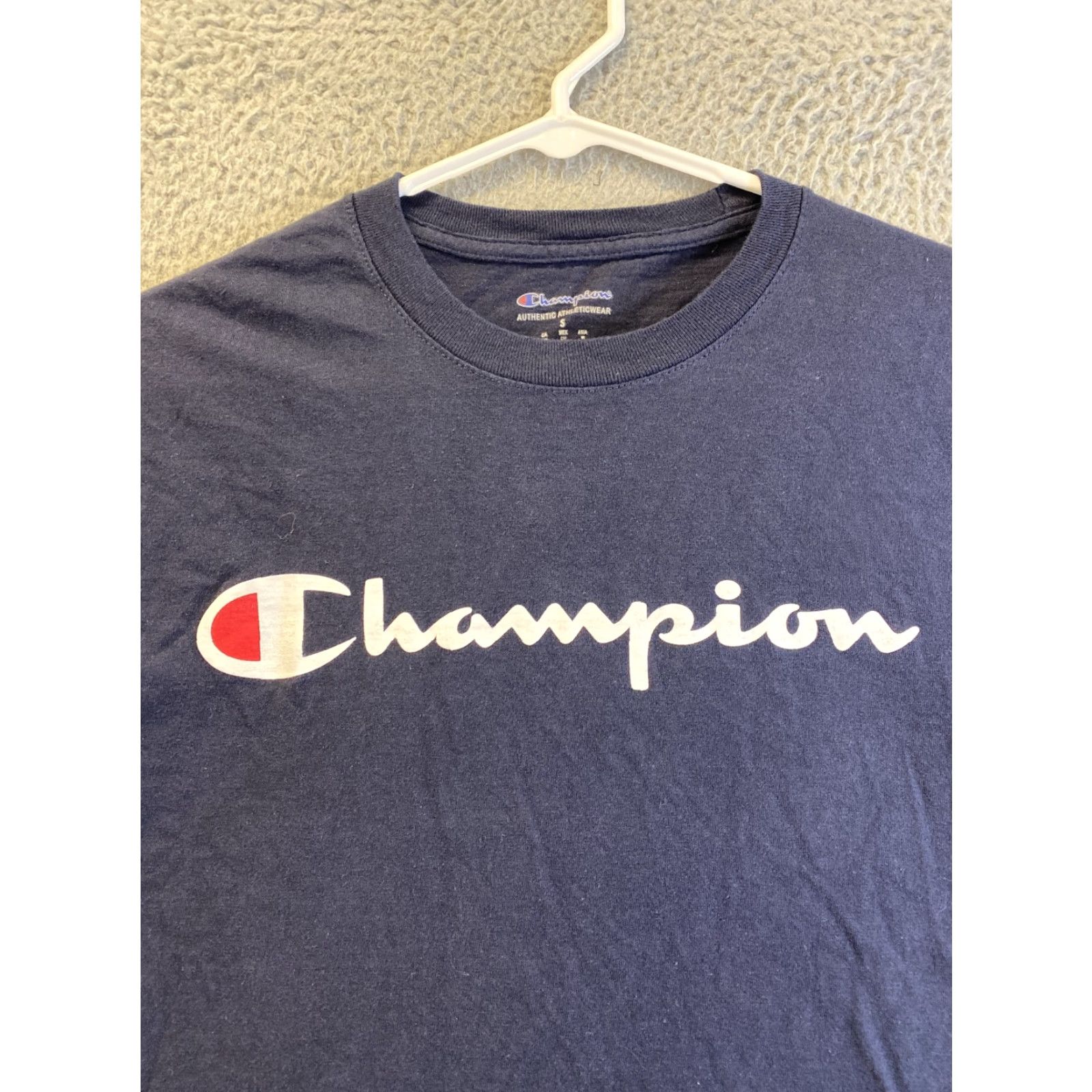 Champion Champion Shirt Mens S Blue Spell Out Logo Short Sleeve Casual Graphic /36-78 Size US S / EU 44-46 / 1 - 2 Thumbnail