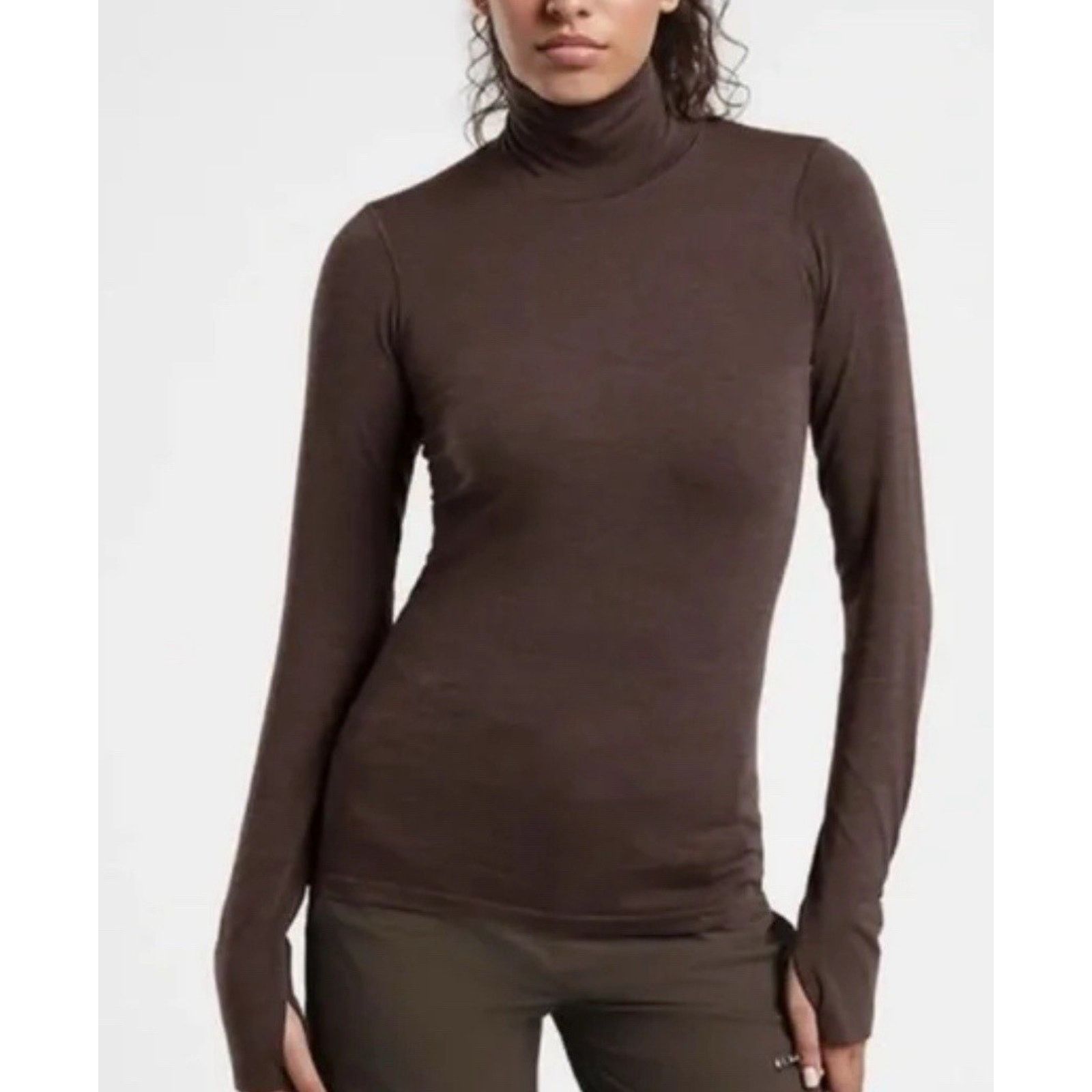 Athleta ATHLETA Turtleneck Brown Top Wool Blend Sweater 1X A001954 Size US XL / EU 56 / 4 - 1 Thumbnail