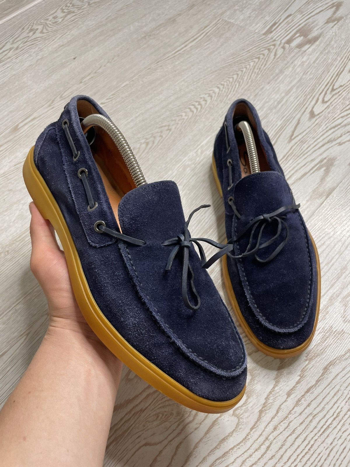 Santoni × Vintage Santoni Navy Blue suede loafers size UK 8,5 Size US 8.5 / EU 41-42 - 1 Thumbnail