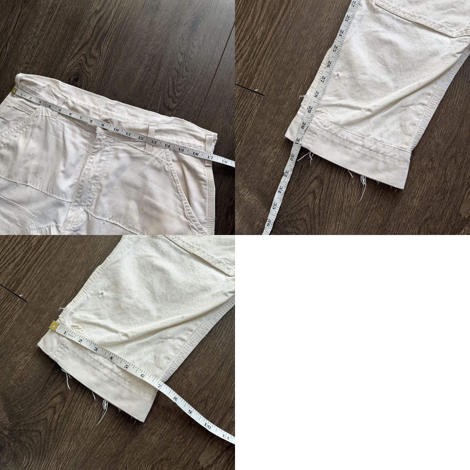 Carhartt VINTAGE Carhartt Painter Pants 34x30 White Canvas Distressed Double Knee Carpenter Workwear Mens Pants Size US 34 / EU 50 - 8 Thumbnail