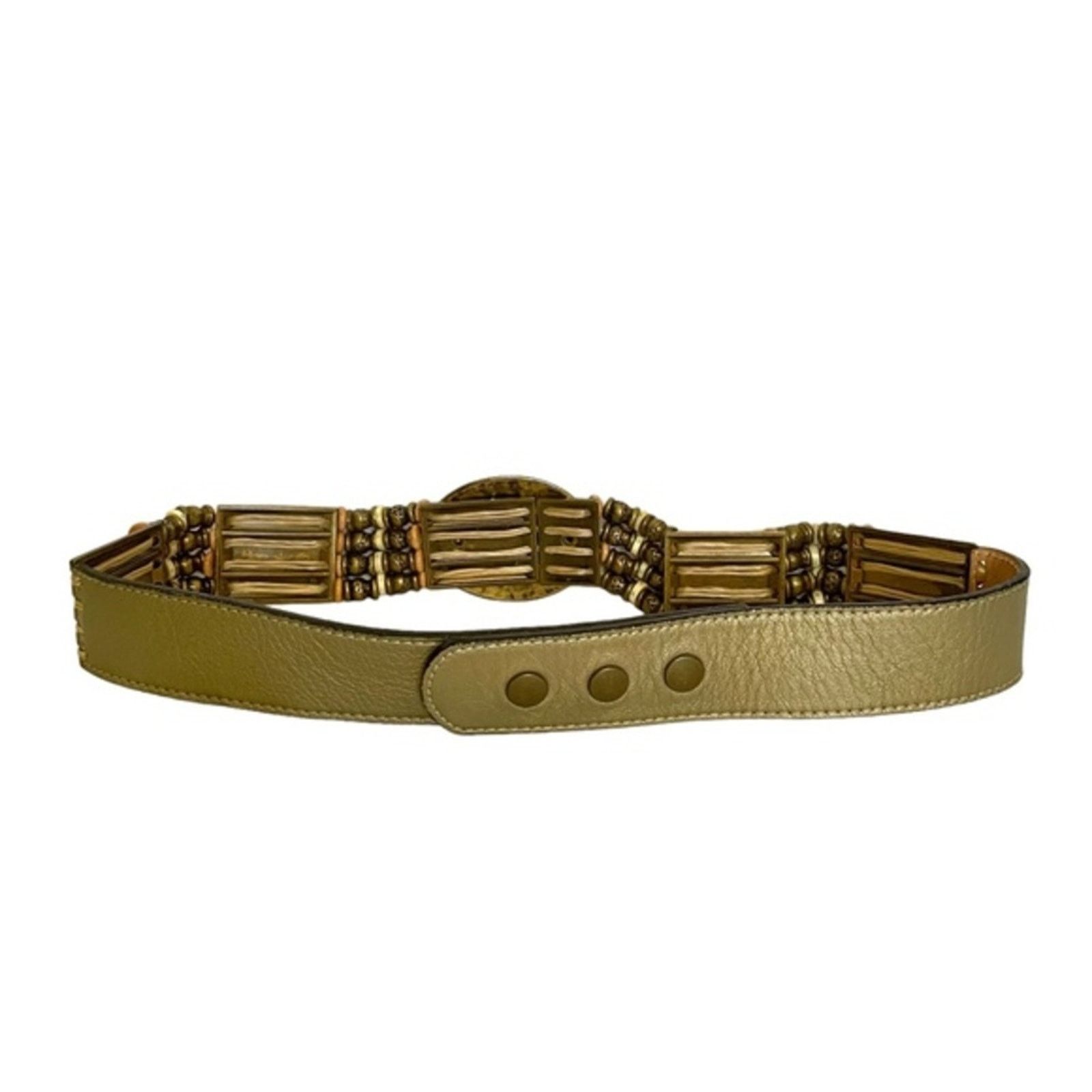 Other Streets Ahead Beaded Sun Brass Medallion Leather Belt Size ONE SIZE - 3 Thumbnail