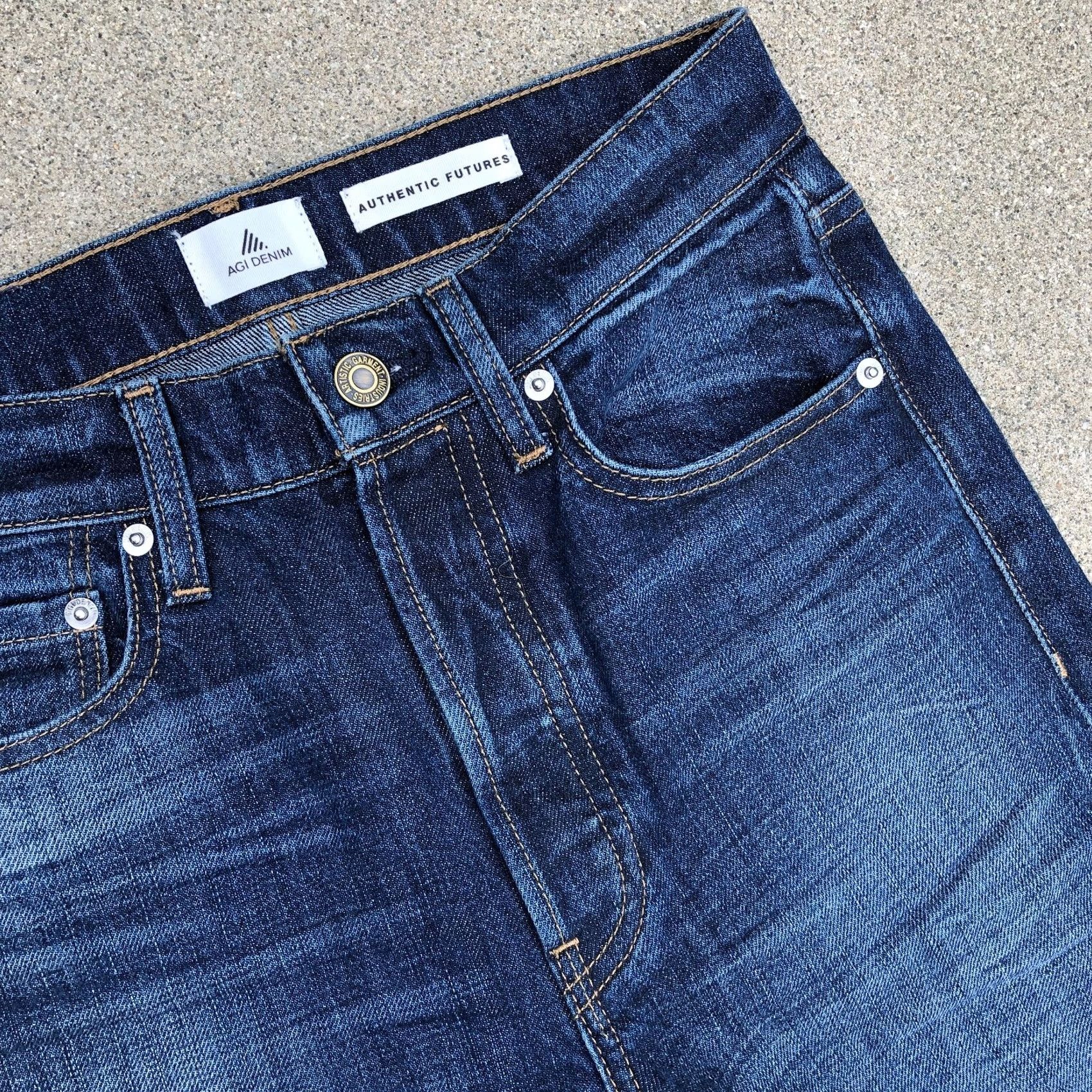 Denime AGI DENIM Jeans Men's 28 x 28 Dark Wash Blue Button Fly Vintage? Size US 28 / EU 44 - 3 Thumbnail