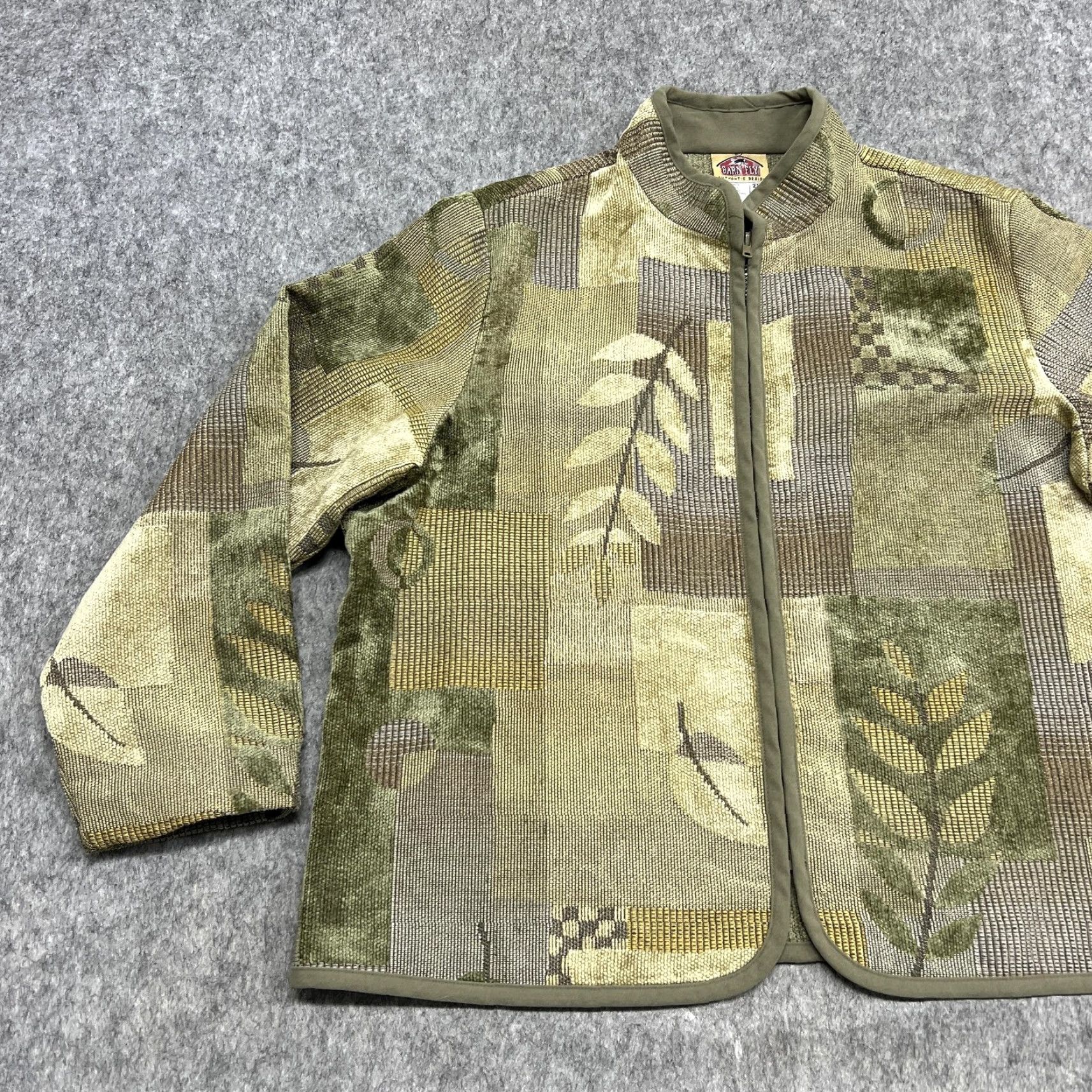 Vintage VINTAGE Barn Fly Jacket Womens 2X Green Geometric Leaf Zip Tapestry Collared Size XXL / US 16-18 / IT 52-54 - 5 Thumbnail