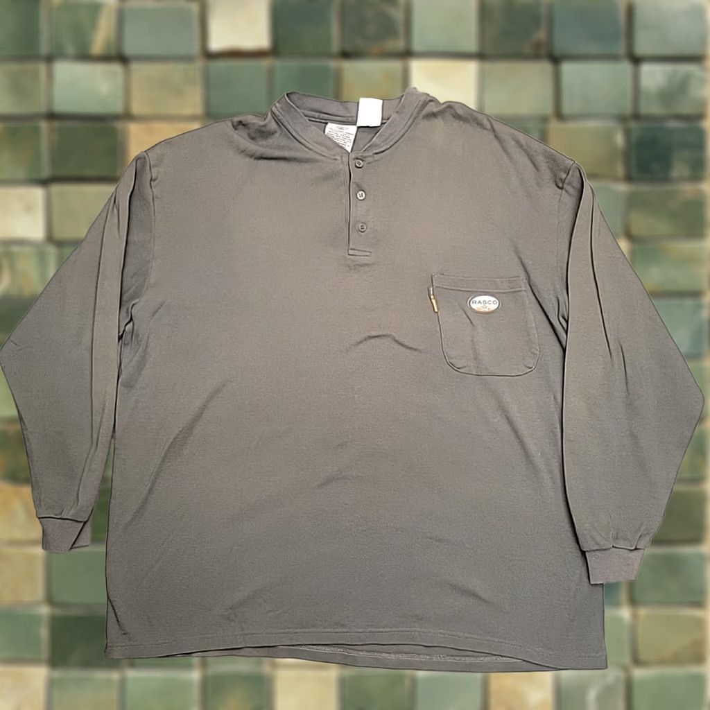 Vintage Rasco FR Shirt Mens 4XL Gray Henley Flame Long Sleeve Workwear Shirt Size US XXL / EU 58 / 5 - 1 Thumbnail