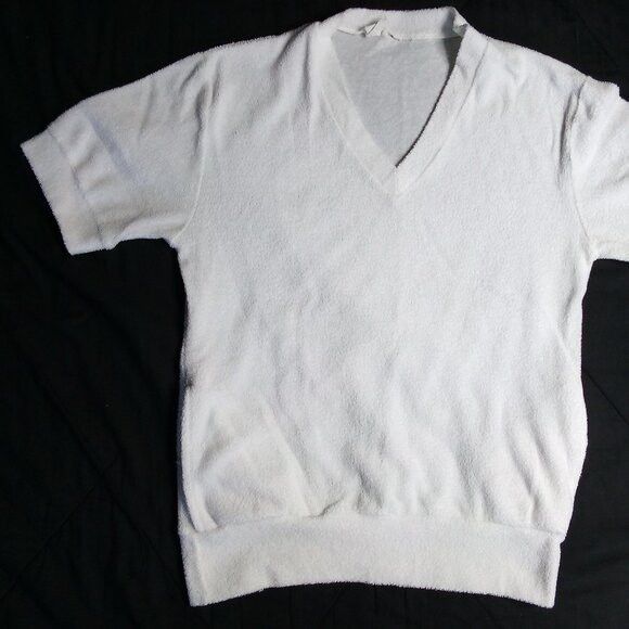 Other Vintage 70s Terry Cloth V-Neck T-Shirt Top Hippie Tennis Size S / US 4 / IT 40 - 4 Thumbnail