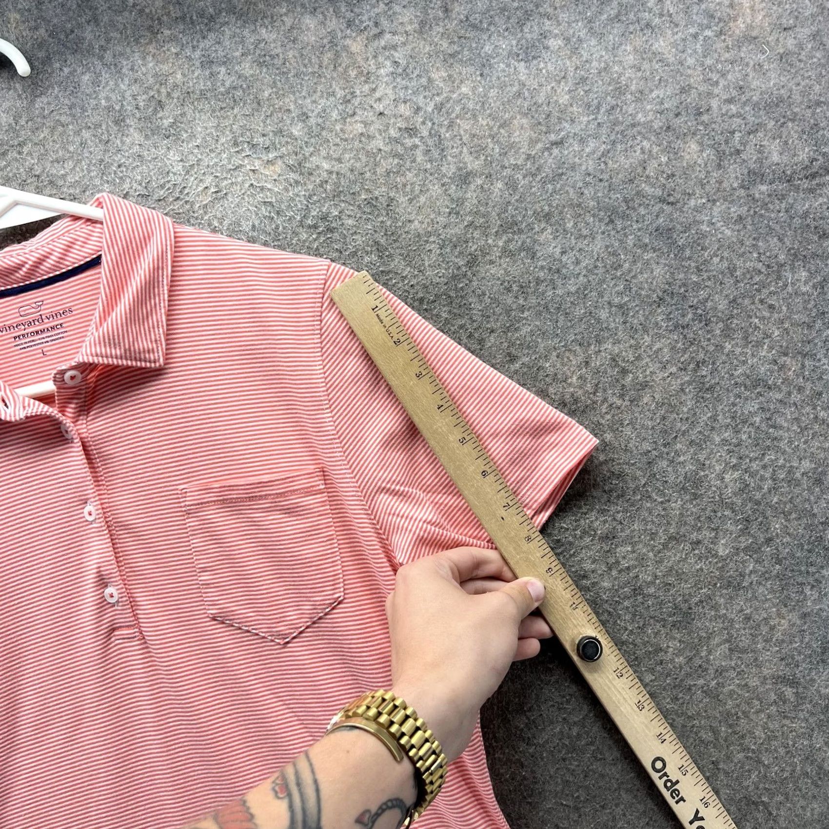 Vineyard Vines Vineyard Vines Polo Shirt Womens Large Pink Stripe Pocket Performance Shirt Size L / US 10 / IT 46 - 3 Thumbnail
