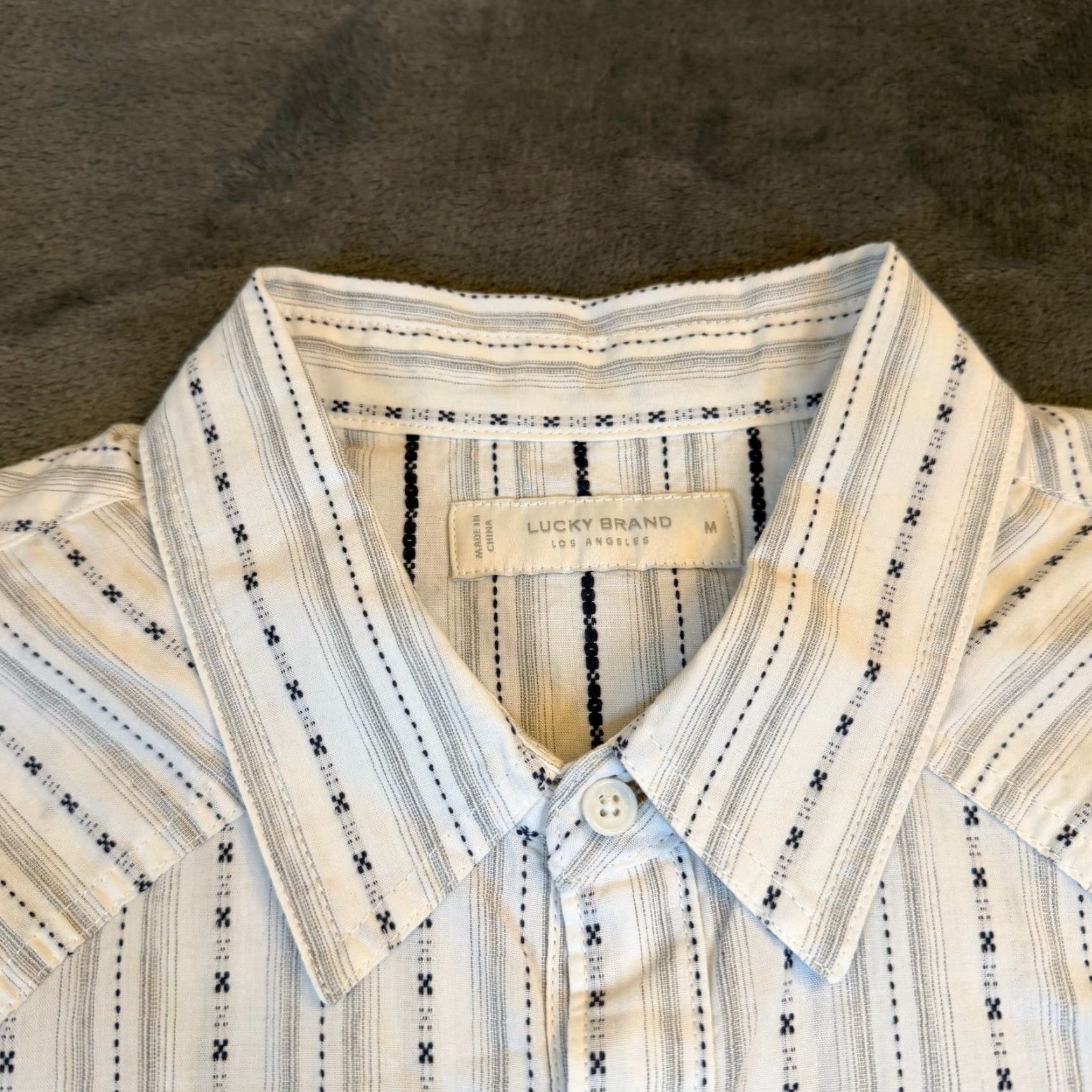 Lucky Brand Lucky Brand White Striped Western Snap Front Long Sleeve Shirt Mens M Size US M / EU 48-50 / 2 - 3 Thumbnail