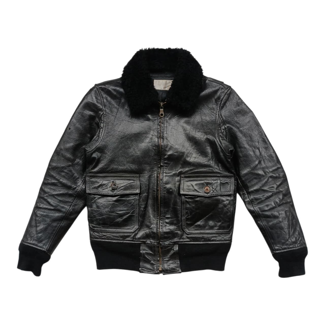 Japanese Brand Tabloid News G-1 Flight Leather Goat Skin Jacket Size US S / EU 44-46 / 1 - 1 Thumbnail