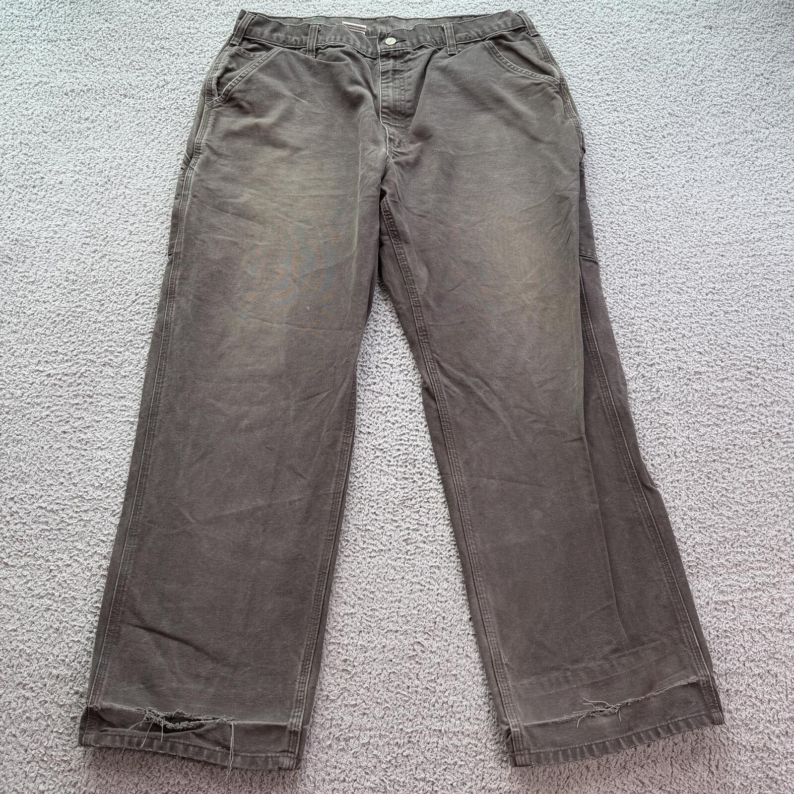Carhartt Carhartt B11 Dungaree Work Pants Gray 38x32 Distressed Size US 38 / EU 54 - 1 Thumbnail