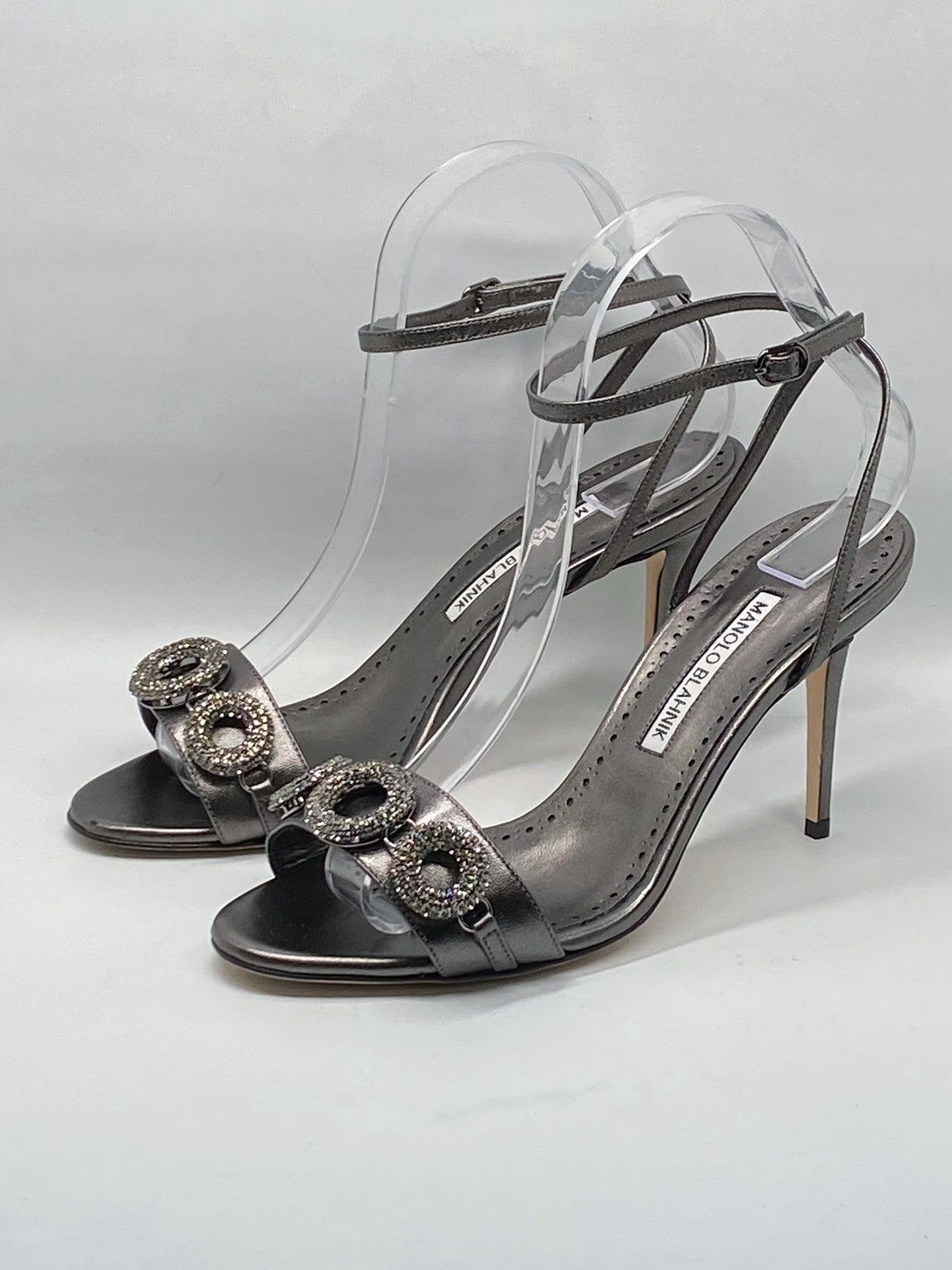 Manolo Blahnik Manolo Blahnik Crystal-Embellished Leather Sandals size 37.5 Size US 7.5 / IT 37.5 - 2 Thumbnail