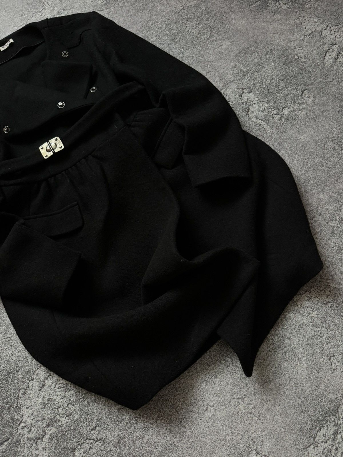 Miu Miu × Prada Miu Miu 44 by Prada black wool coat + belt jacket overcoat Size M / US 6-8 / IT 42-44 - 3 Thumbnail