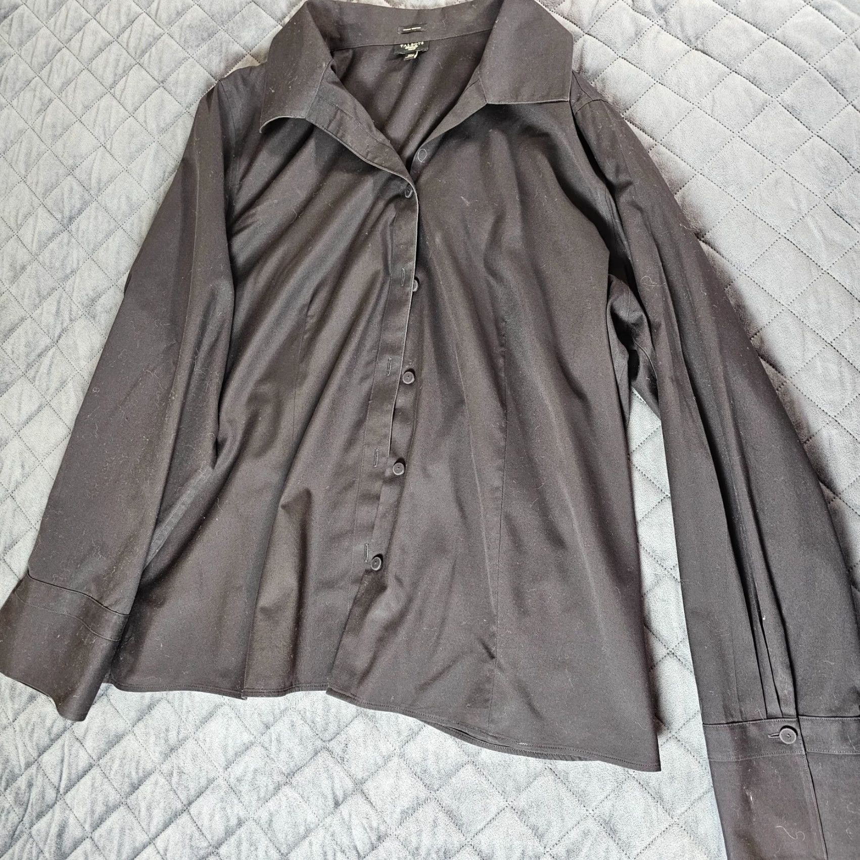 Talbots VINTAGE Talbots Plus Size 20W Black Long Sleeve Button Shirt Collared Top Casual Business Women's Size 3XL / US 20-22 - 5 Thumbnail