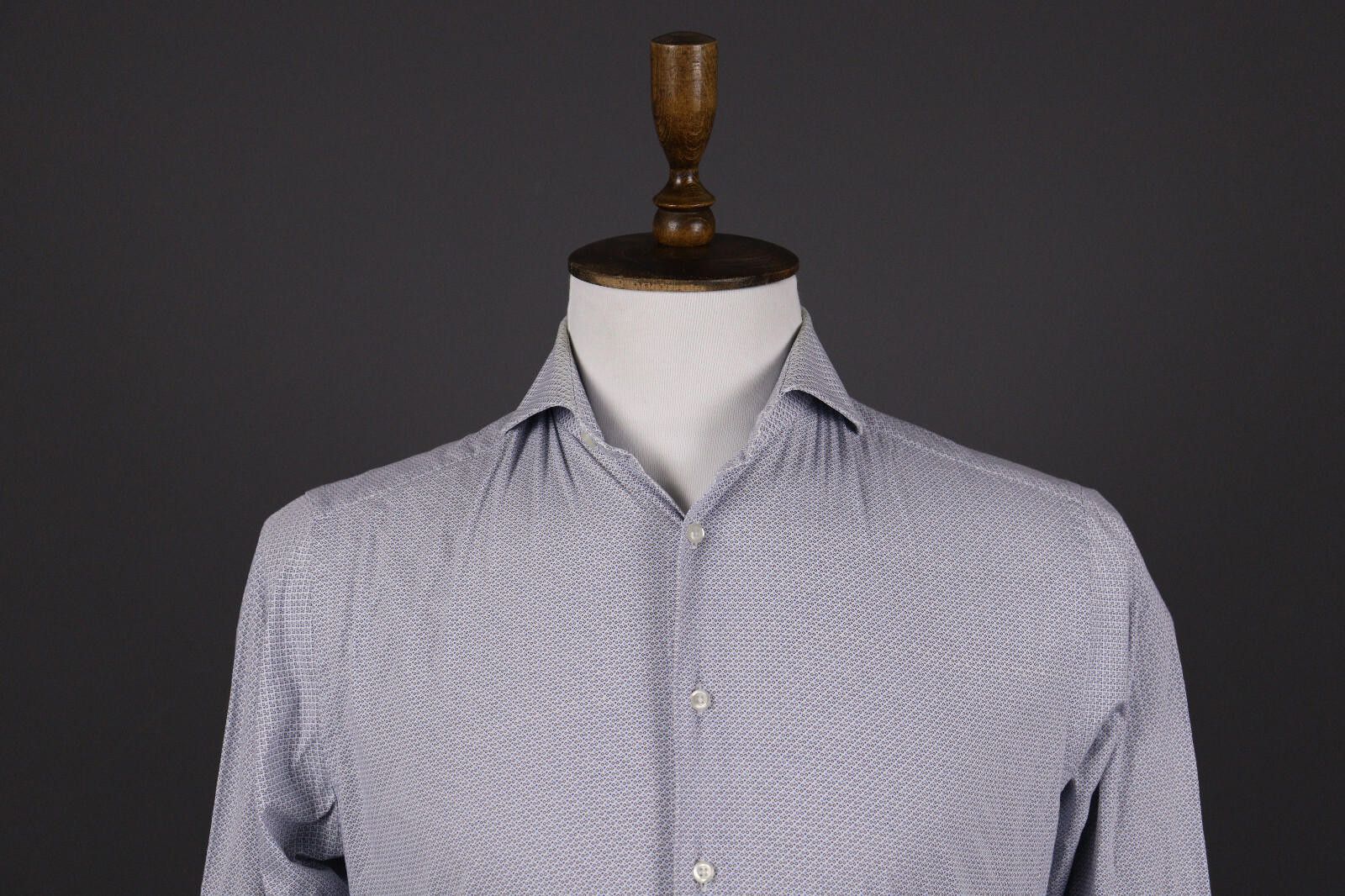 Designer Bottega del Sarto Slim Fit Blue Button Down Shirt Size 39 Size US M / EU 48-50 / 2 - 2 Thumbnail