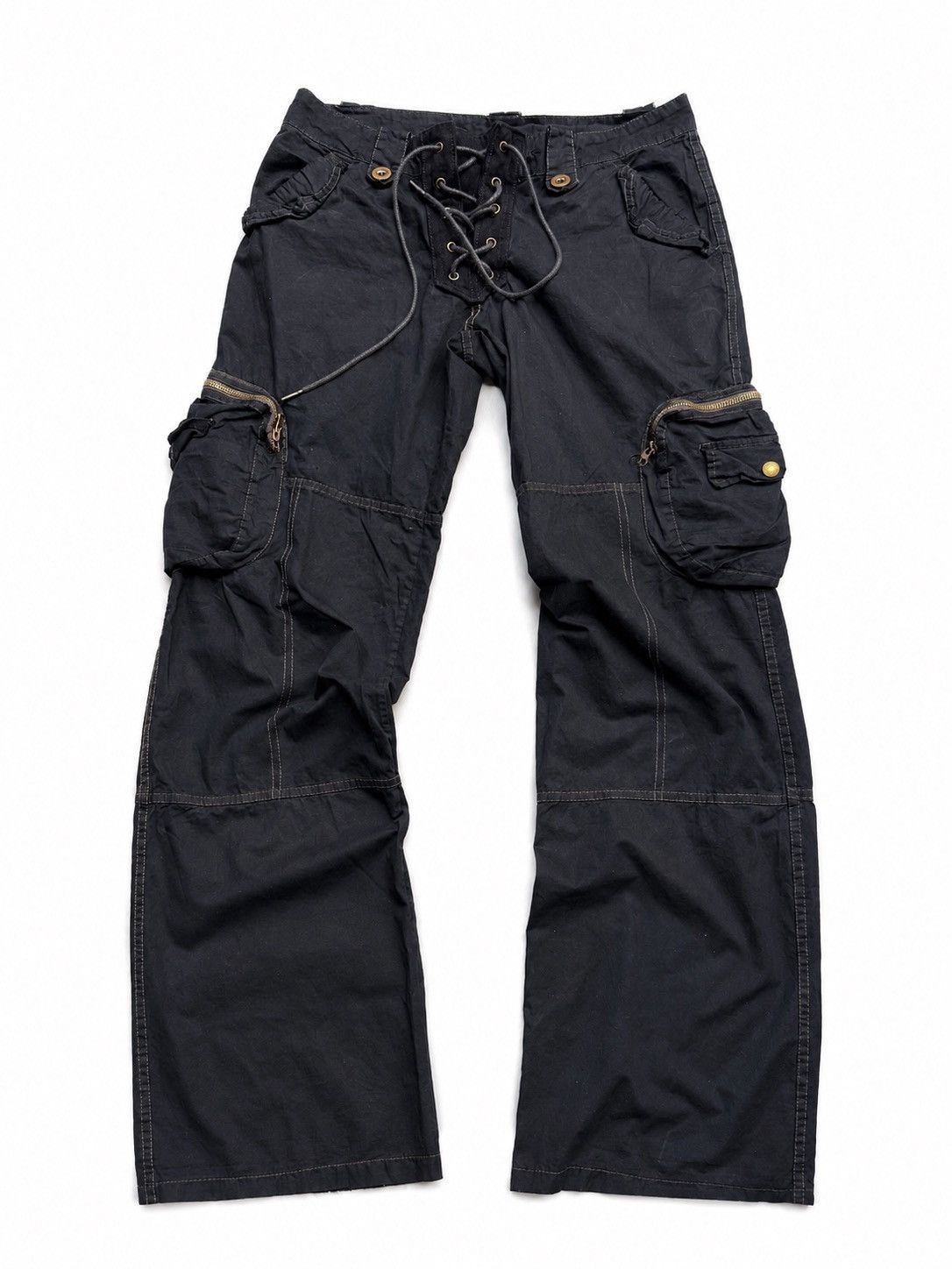 Japanese Brand Vertgarments Lace up flare cargo pants Size US 29 - 1 Thumbnail