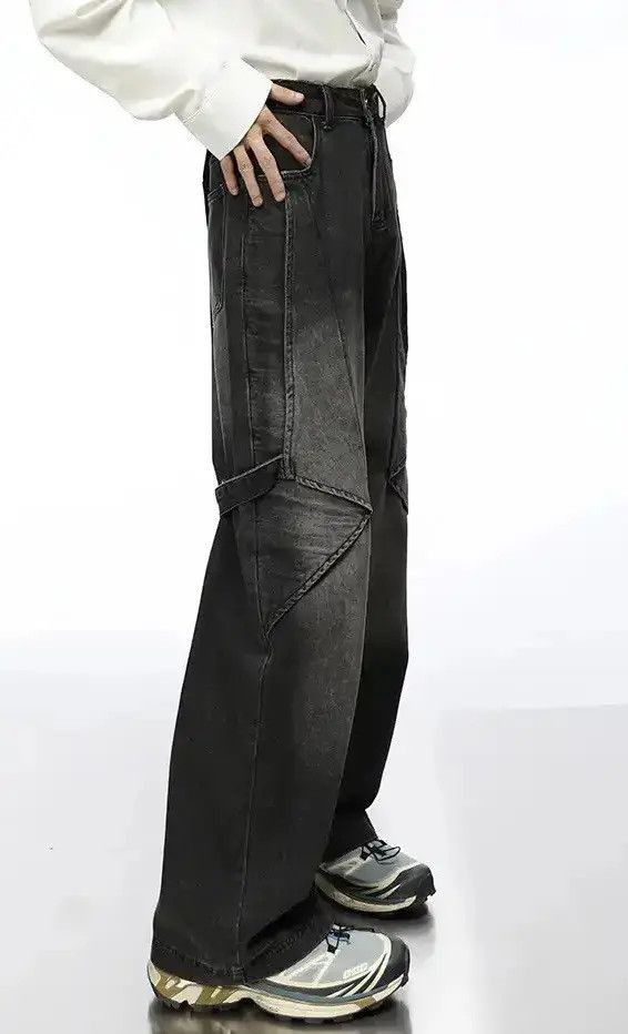 Japanese Brand Unsex Vintage Washed Black Decosntruction Denim Size US 32 / EU 48 - 3 Thumbnail
