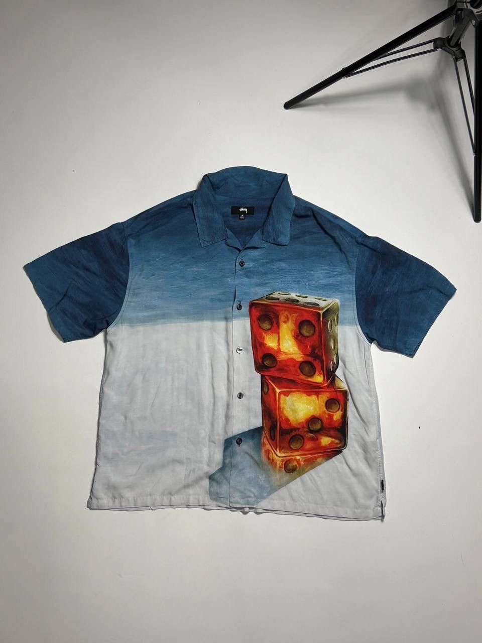 image of Stussy Dice Painting Shirt in Blue, Men's (Size Medium)