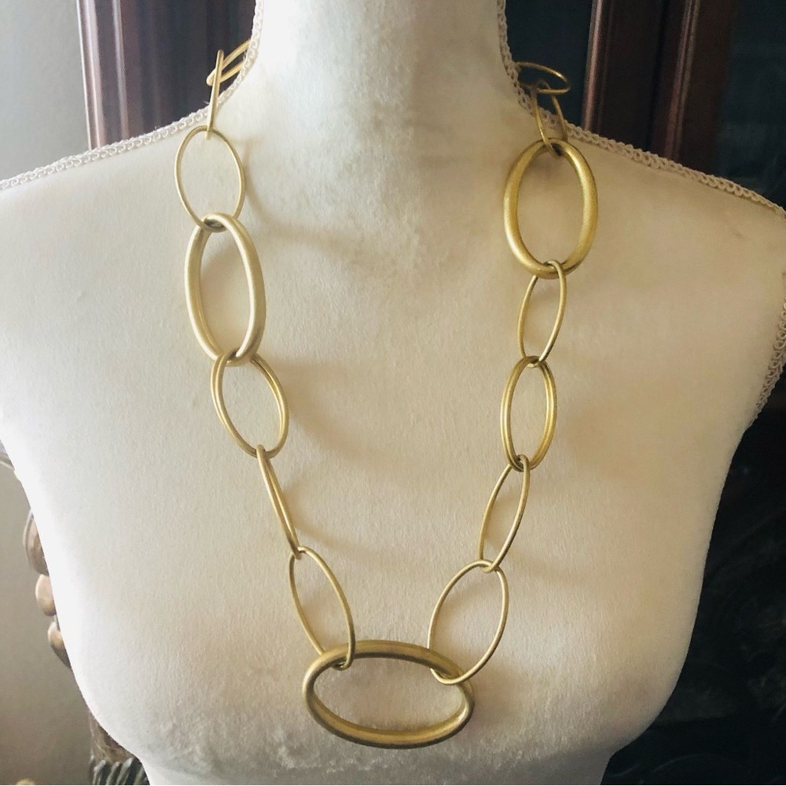 Jewelry Matte gold tone open ring necklace Size ONE SIZE - 2 Thumbnail
