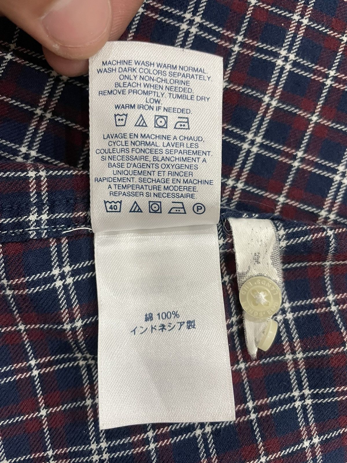 Flannel × Japanese Brand × Lands' End Vintage Land’s End Travis Scott Style Tartan Plaid Flannel Size US L / EU 52-54 / 3 - 12 Thumbnail