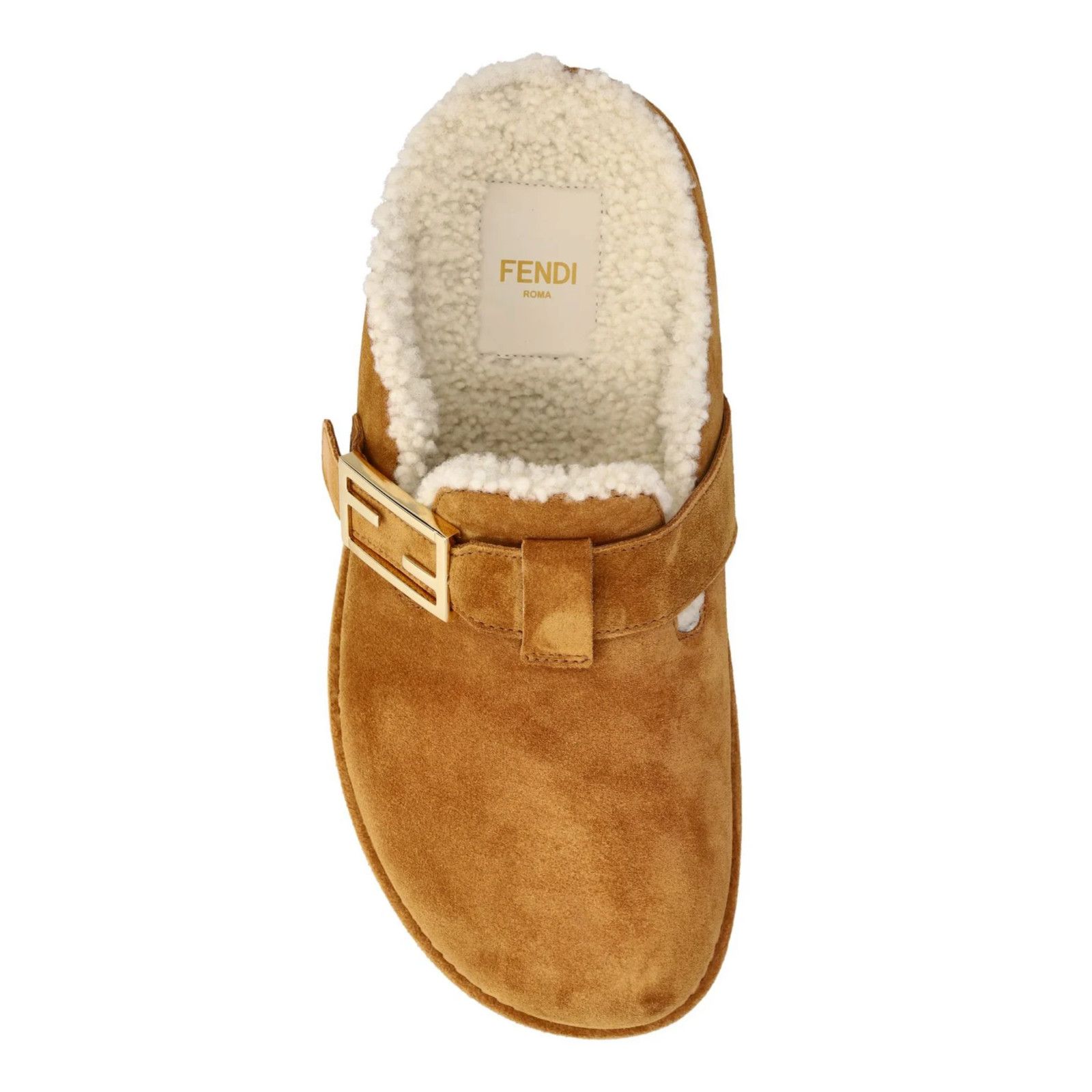 Fendi Fendi Feel Mules Caramel Brown Suede Shearling FF Gold Logo Size US 12 / IT 42 - 7 Thumbnail