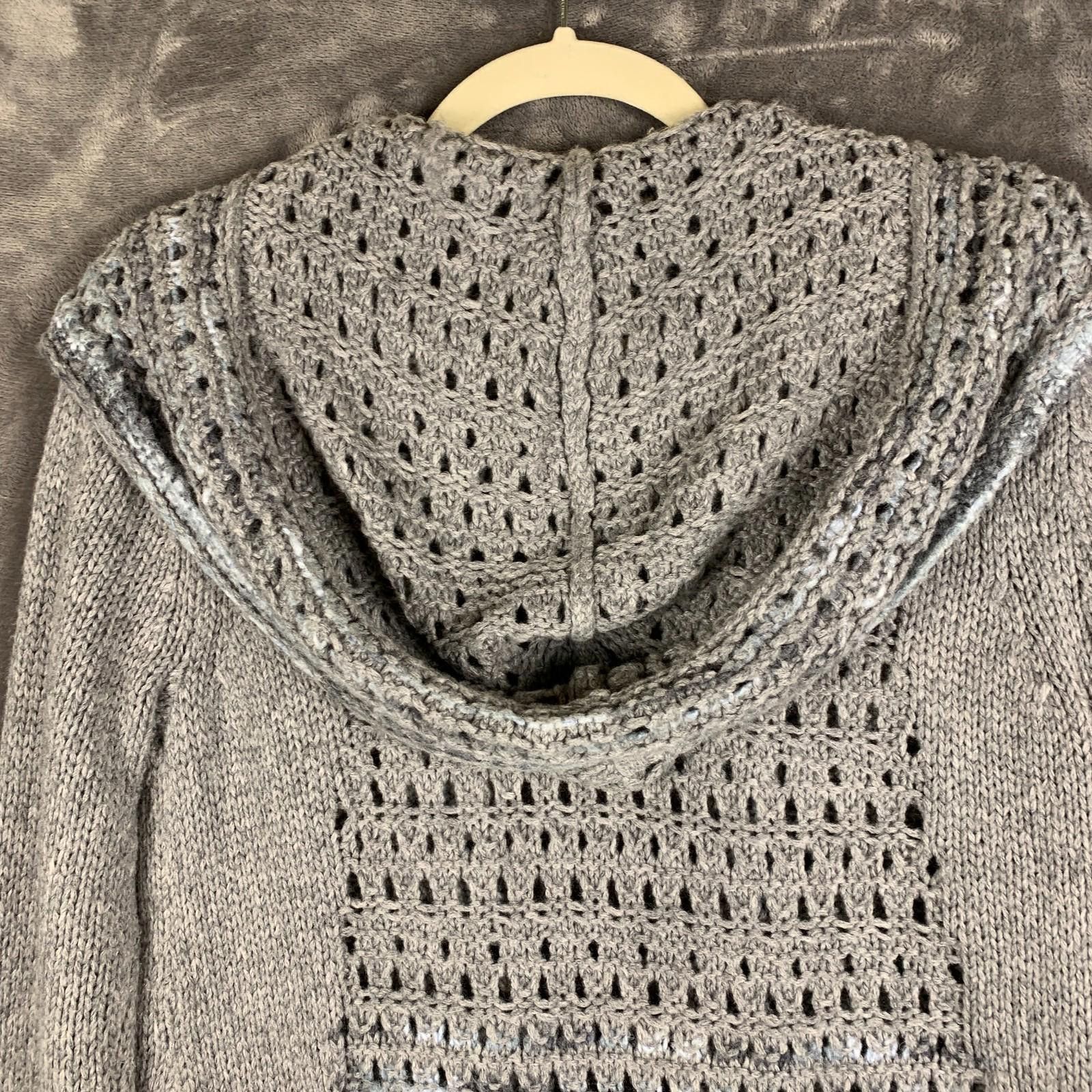 Designer Angel Of the North Open Front Hooded Cardigan Sz. Med (368) Size M / US 6-8 / IT 42-44 - 5 Thumbnail